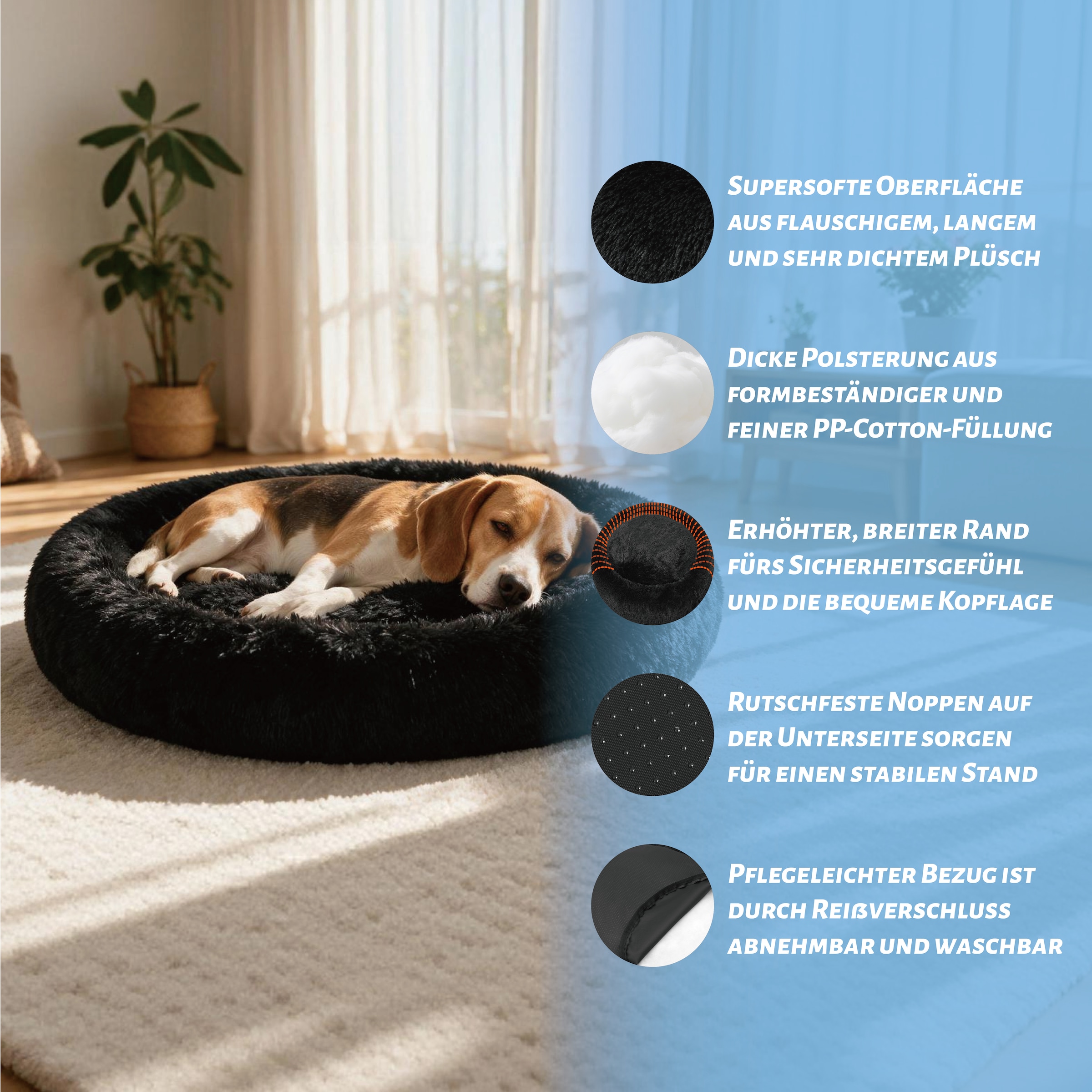OTTO home Hundebett »Cloudy« Kuscheliges Plüschbett mit weichem Rundrand
