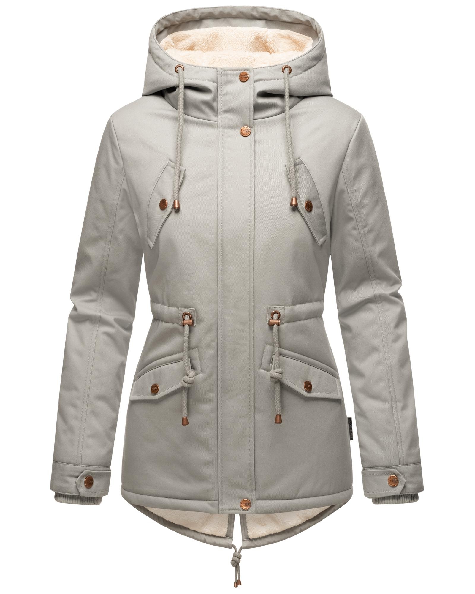 Marikoo Winterjacke »Manolya«, mit Kapuze, stylischer Kurzmantel mit weichem Teddyfell-Futter