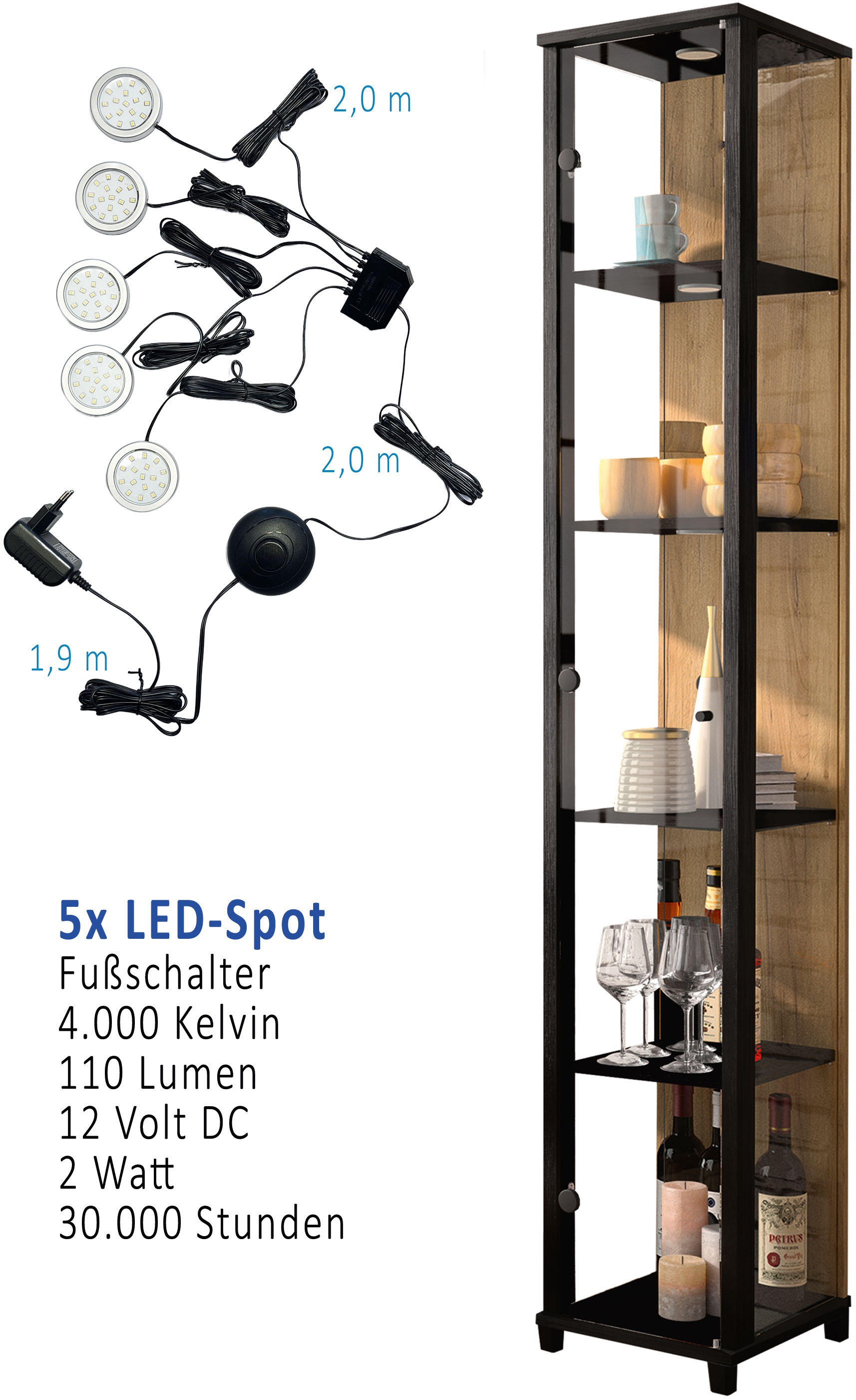 fif möbel Vitrine »OPTIMA«, Standvitrine, Vitrinenschrank, Glasvitrine, Sammlervitrine