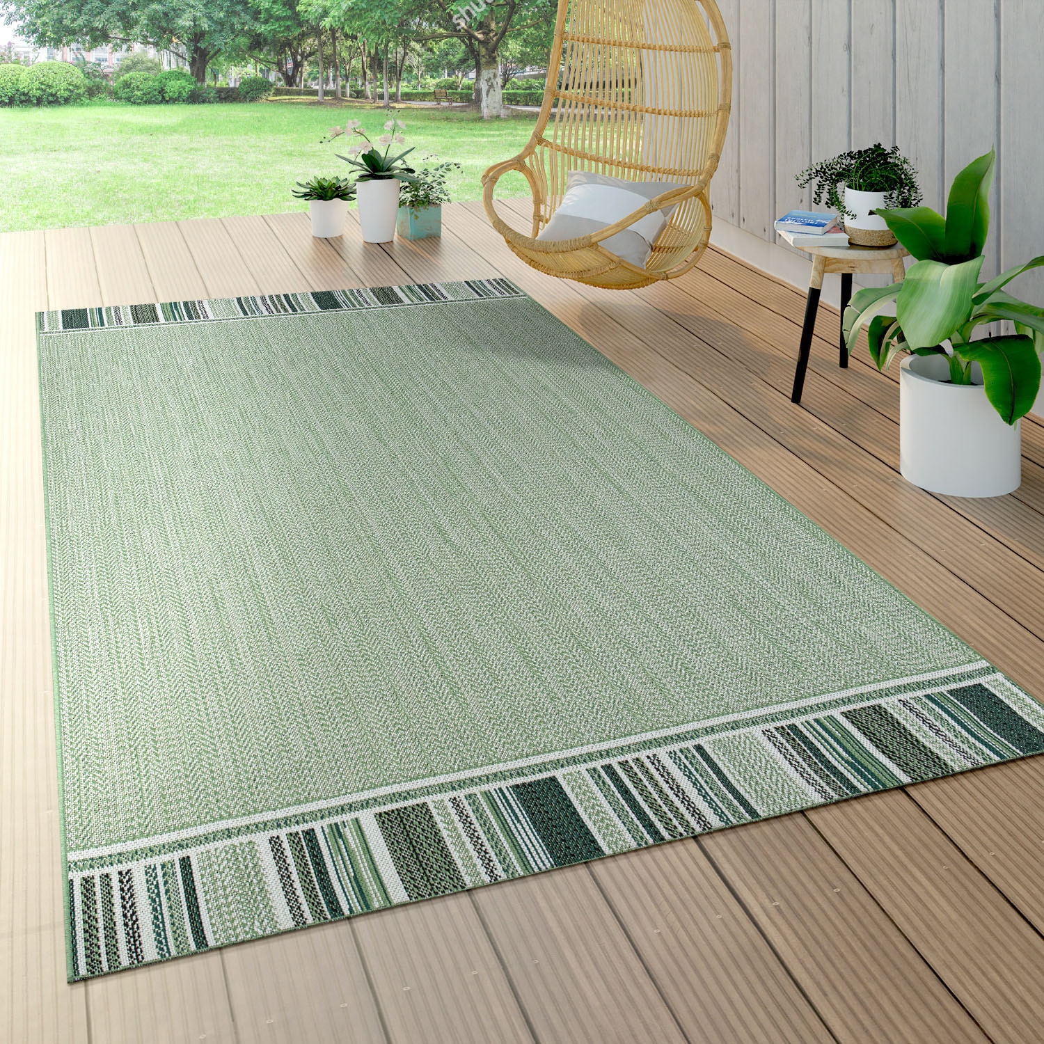 Paco Home Teppich »Ostende 536«, rechteckig, Bordüre, und geeignet mit Flachgewebe, | Rechnung auf und meliert In- Outdoor BAUR
