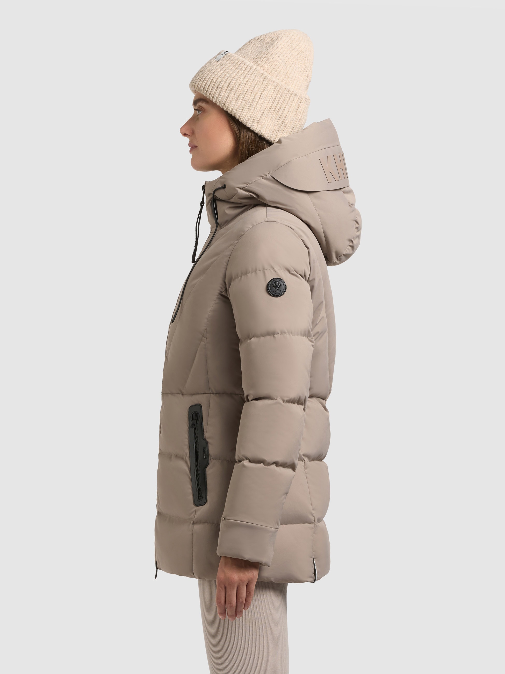 khujo Steppjacke »RABB« mit Kapuze Applikationen aus Lederimitat