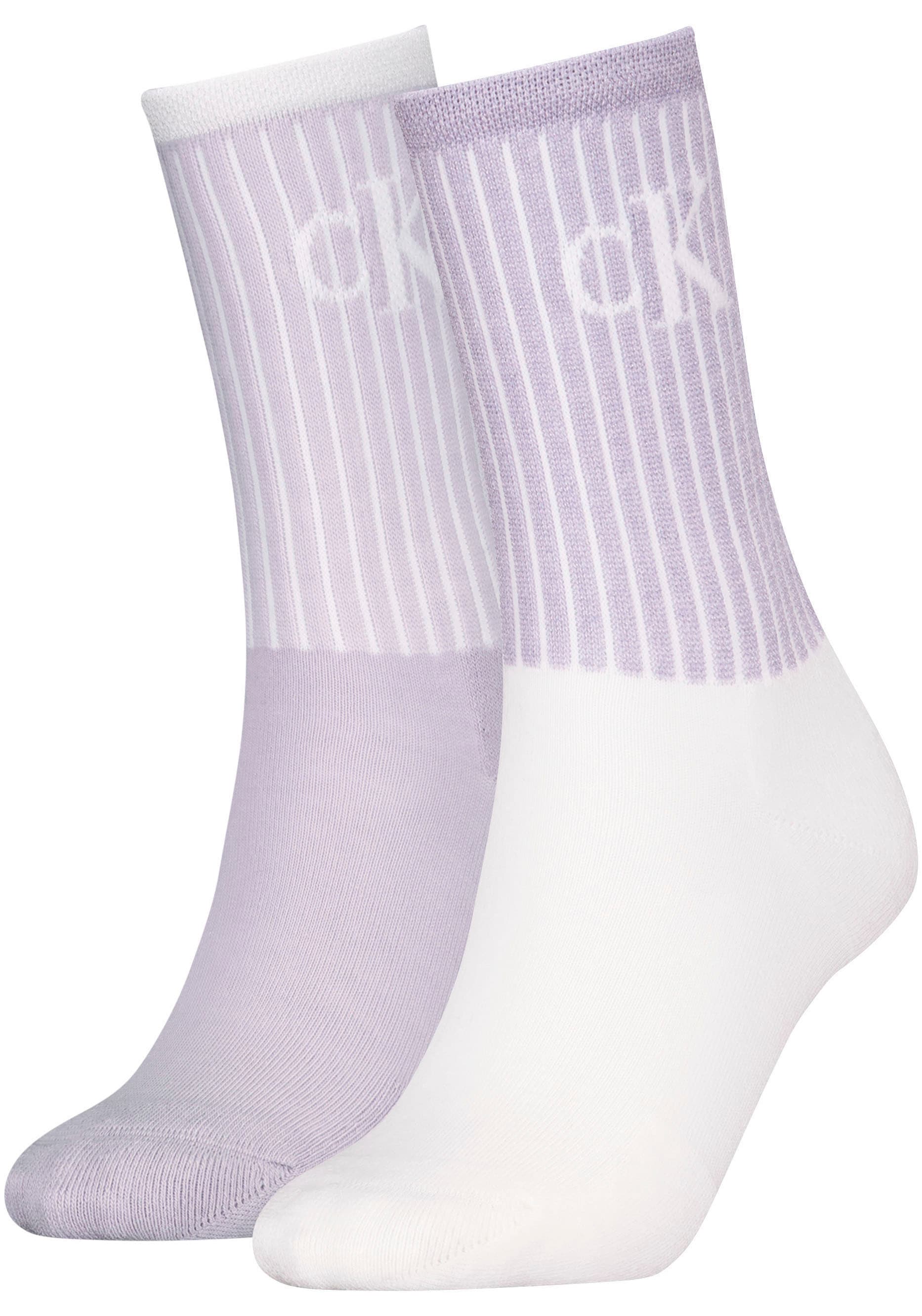 Calvin Klein Jeans Socken "CKJ WOMEN SOCK 2P GLOSSY RIB", (2 Paar), mit Logostickerei