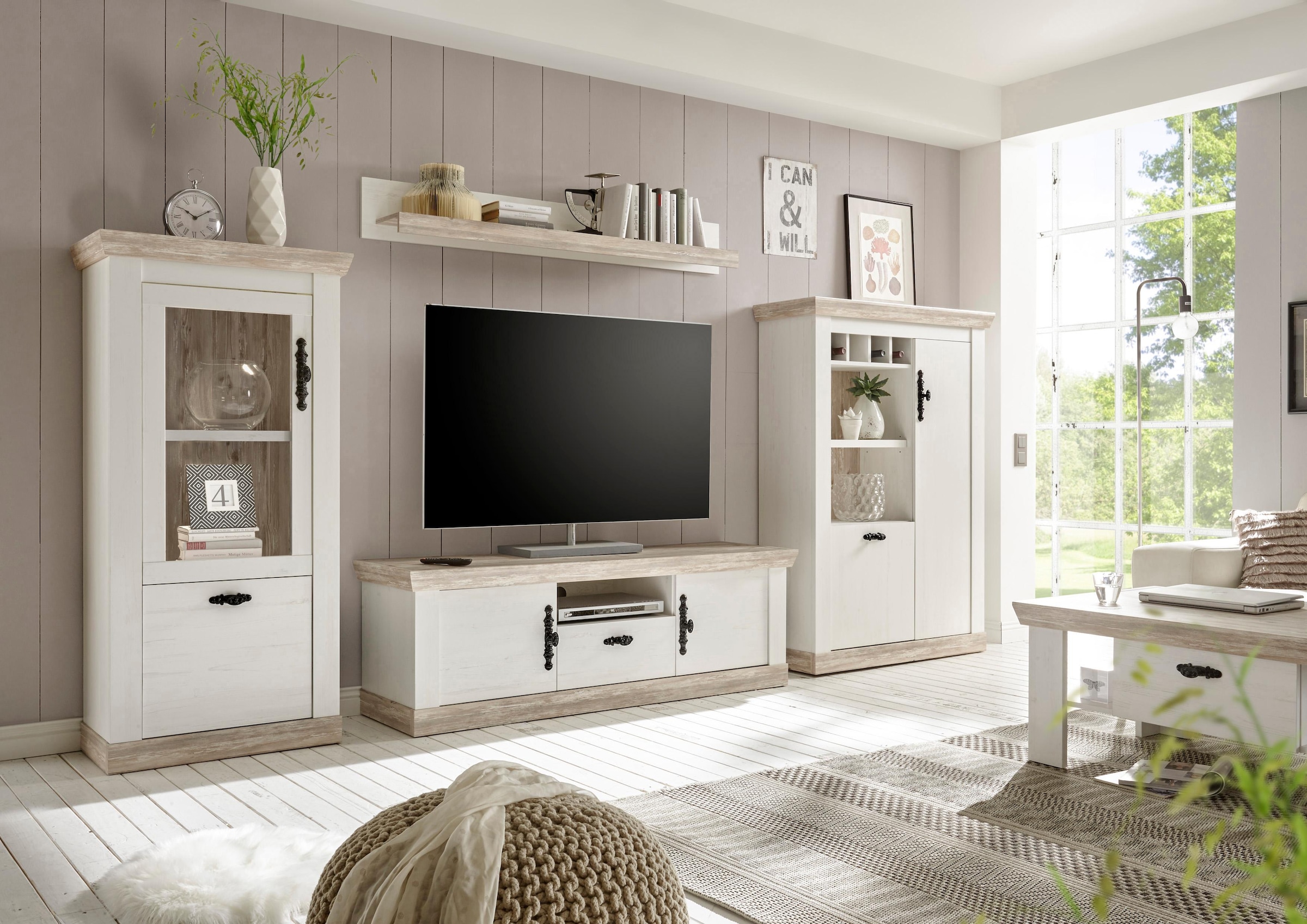 Home affaire Lowboard »FlorenzTV-Board, TV-Schrank«, im romantischen Landhaus-Look, Fernsehtisch Breite 156 cm