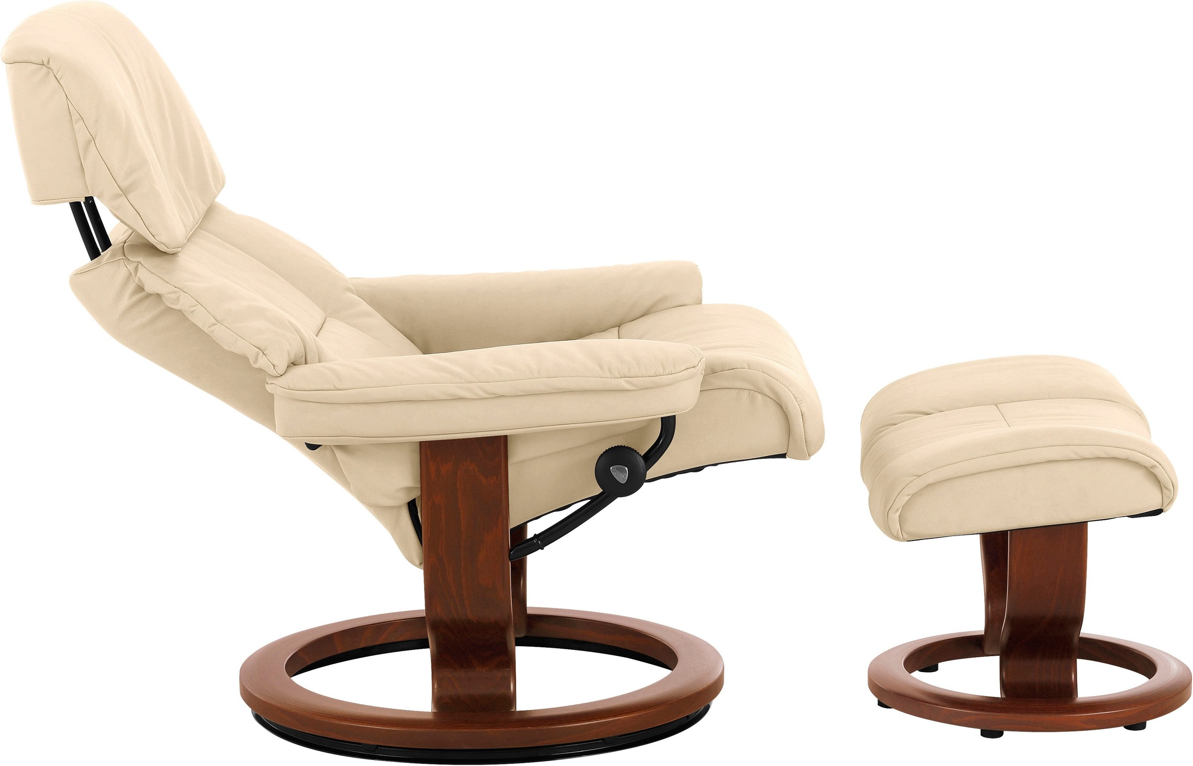 Stressless® Relaxsessel »Ruby«, (Set, Relaxsessel mit Hocker), mit Classic Base, Größe M, Gestell Eiche, Wenge, Braun & Schwarz