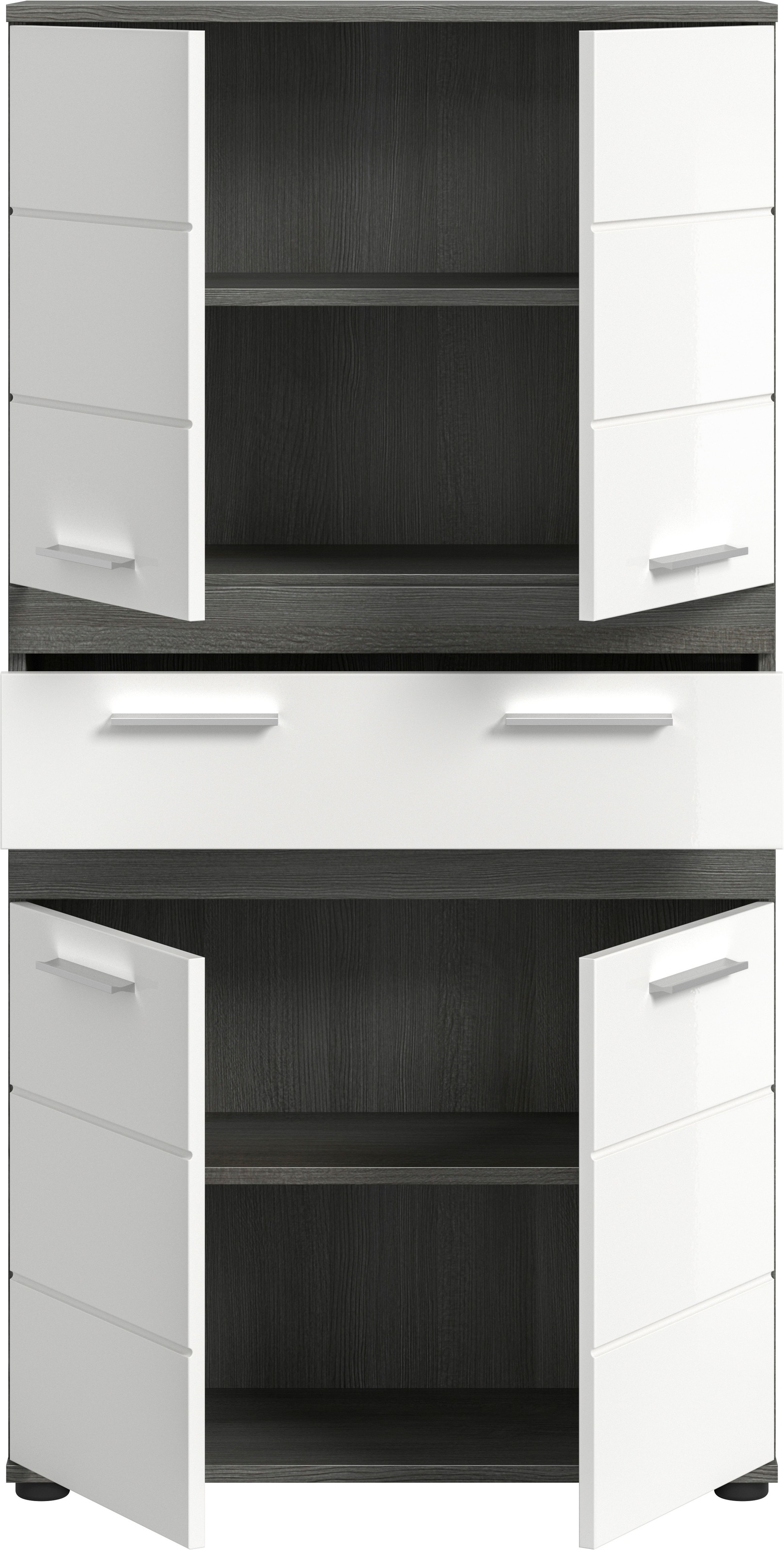 welltime Hochschrank »LUCCA, Höhe 137cm, 4 Türen, 1 Schubkasten, 4 Fächer« Badschrank, Badmöbel, Badezimmer, Universalschrank, Mehrzweckschrank