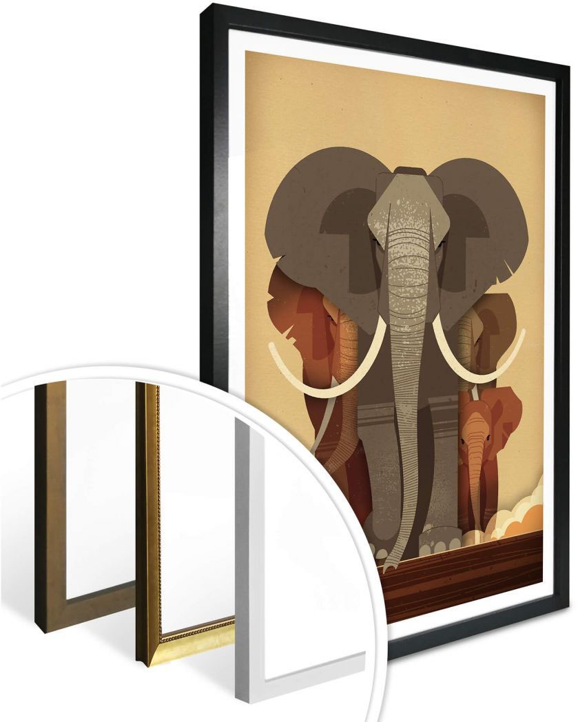 Wall-Art Poster »Elephants«, | (1 Bild, Wandposter BAUR bestellen St.), Wandbild, Elefanten, Poster