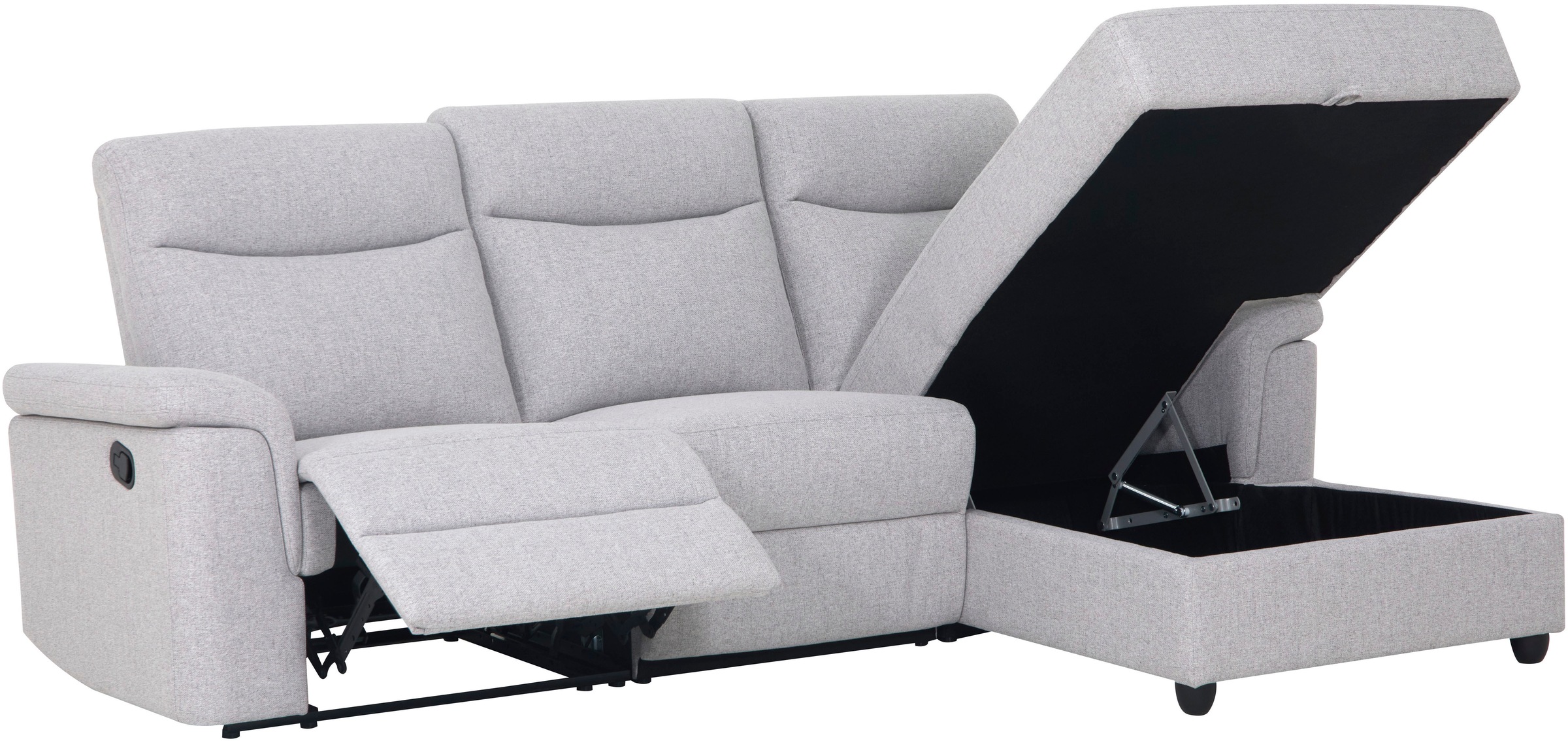 Home affaire Ecksofa »BRIONNE, L-Form, 255cm, manuelle u. elektrische Funktion (USB A/C),«, Liegefunktion, Stauraum, Federkernpolsterung, Webstoff