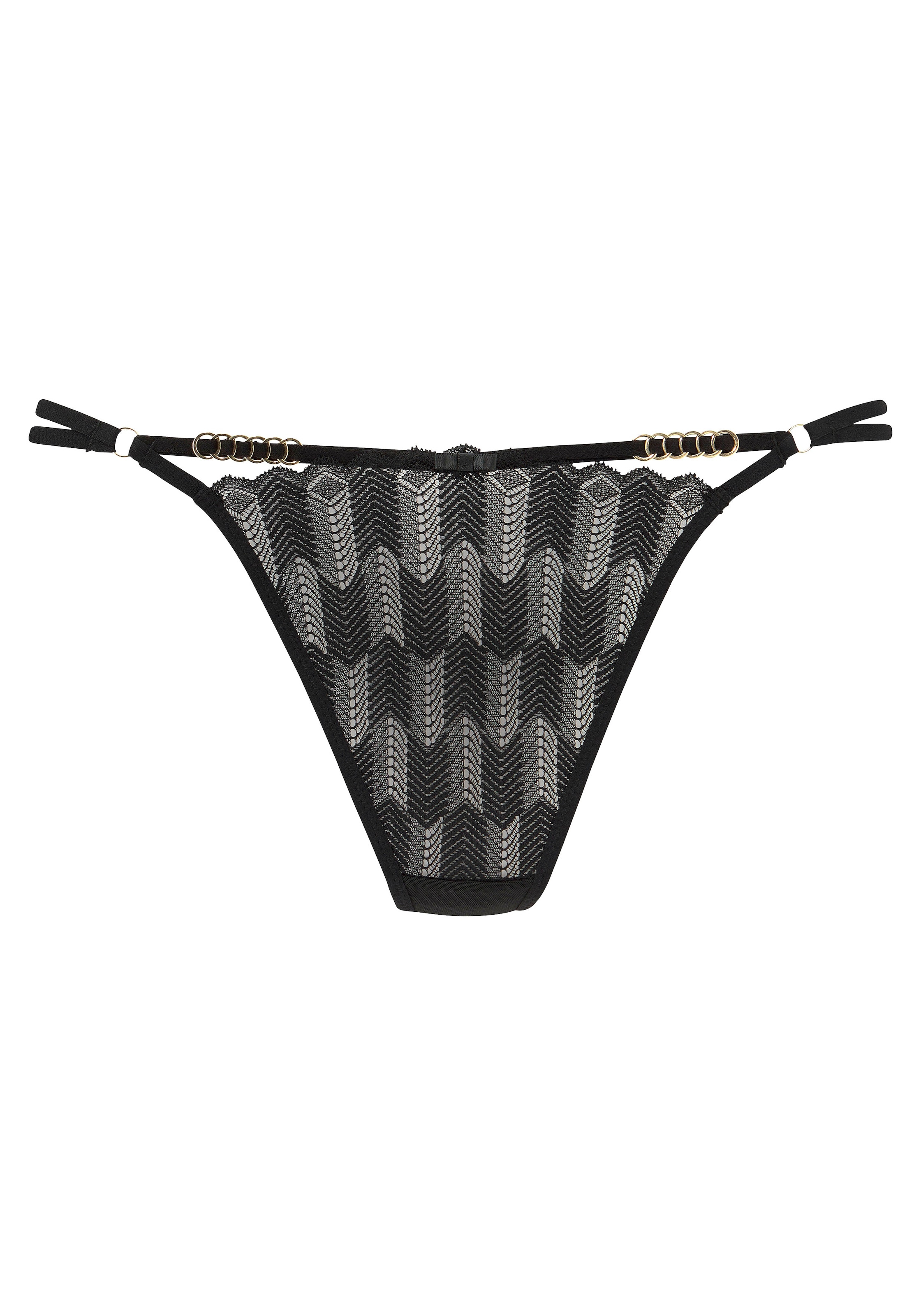 LASCANA String, mit graphischer Spitze und Metallaccessoires