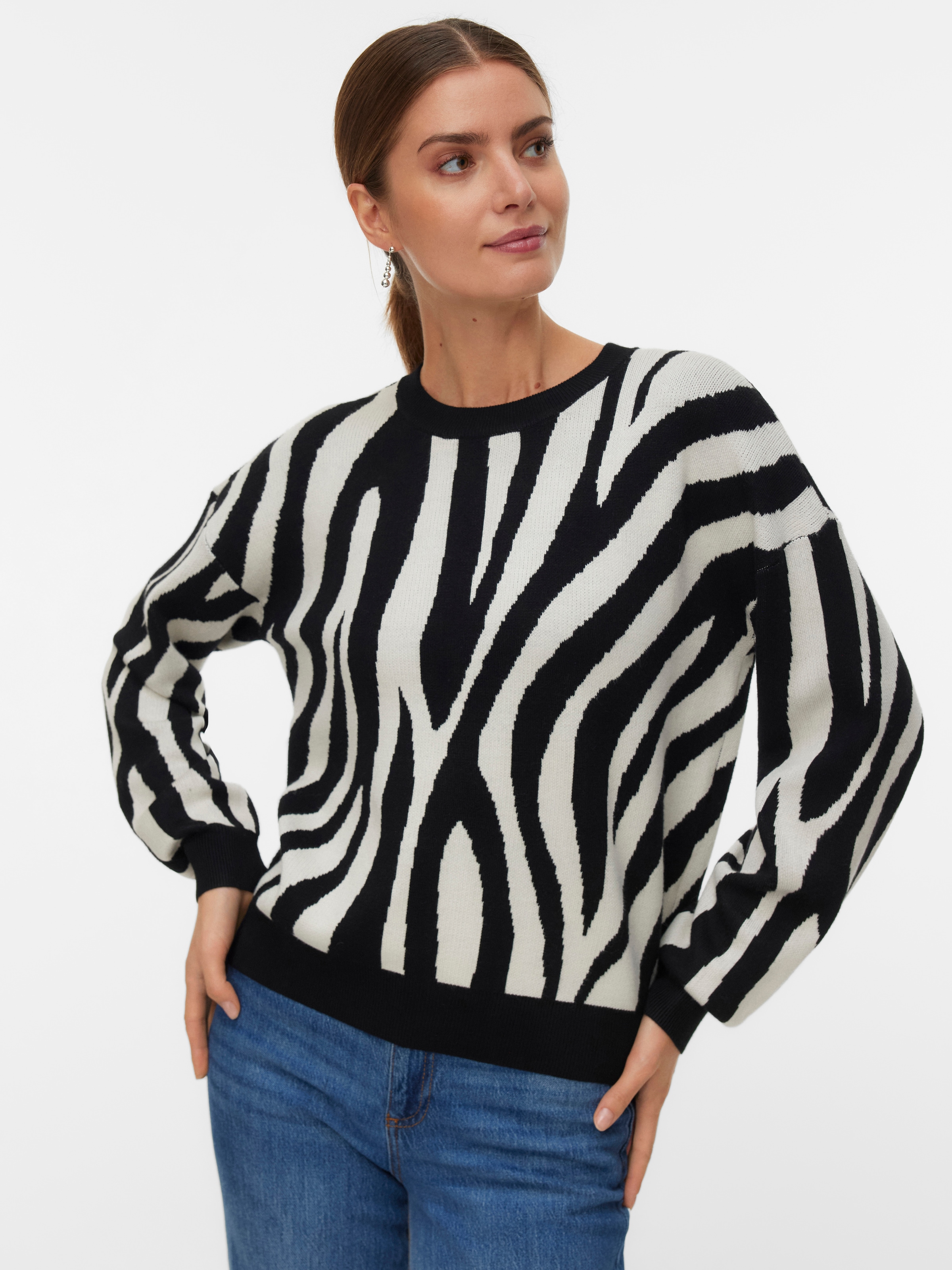 Vero Moda Strickpullover "VMSILJEANIMAL LS O-NCK PULLOVER GA NOOS" günstig online kaufen