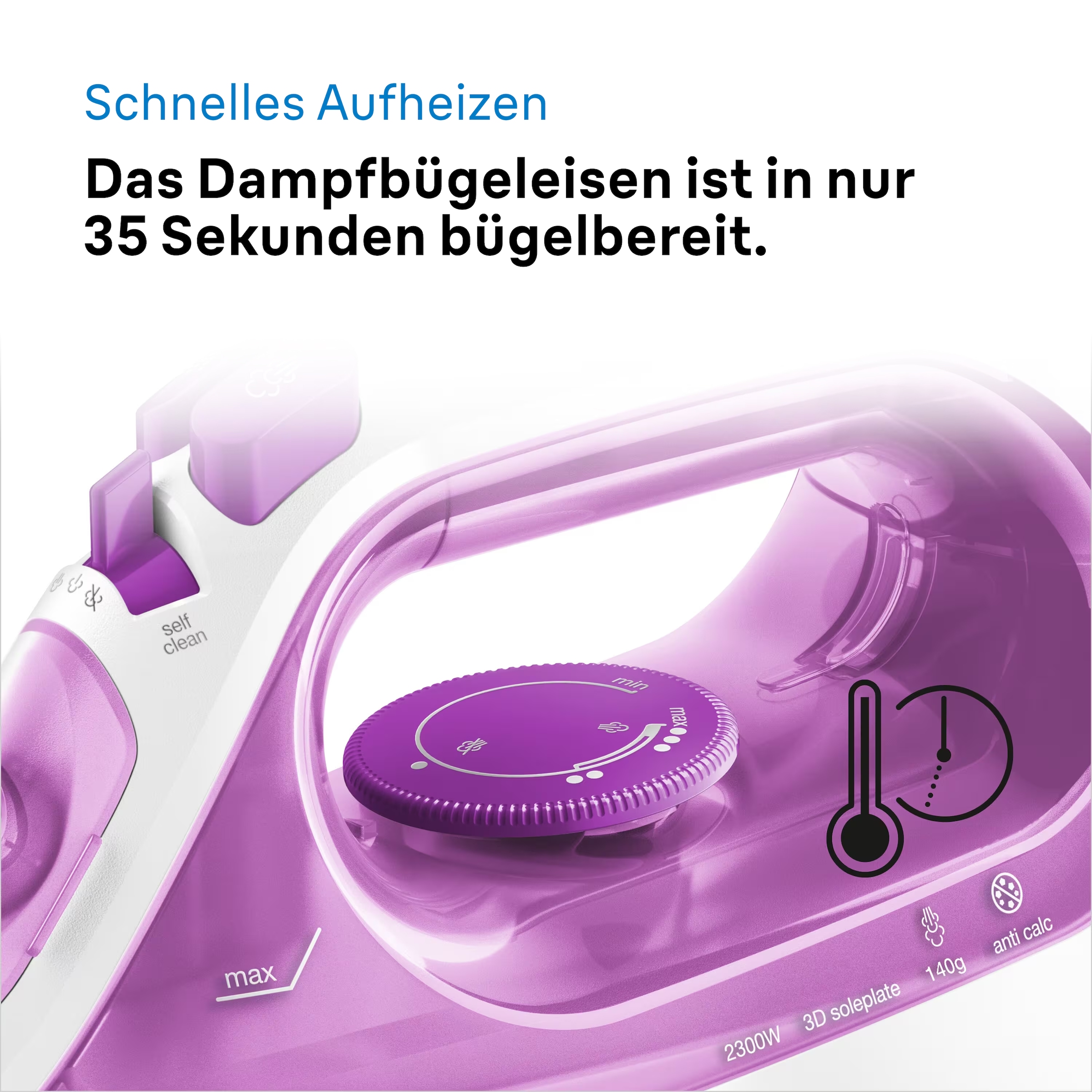 Braun Dampfbügeleisen »TexStyle 3 SI 3030 PU - 2.300 W, 140 g Dampfstoß, 270 ml Wassertank« 2300 W 45 g Dampfmenge, SuperCeramic Bügelsohle, 35 Sek. Aufheizzeit
