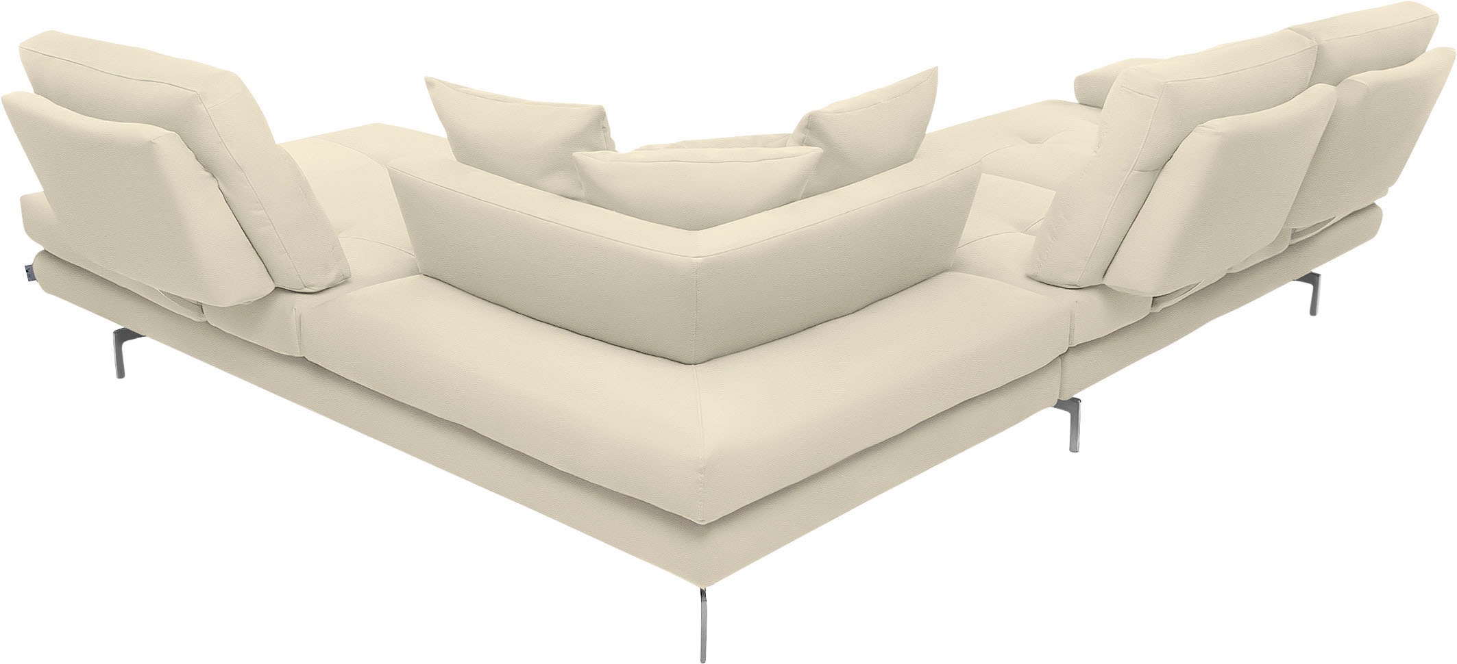 CALIA ITALIA Ecksofa »Toby Wing, L-Form, Designsofa mit sensationellem Sitzkomfort«, Sitztiefenverstell.,wahlw. mit Kissen-Set, Füße chrom glänzend