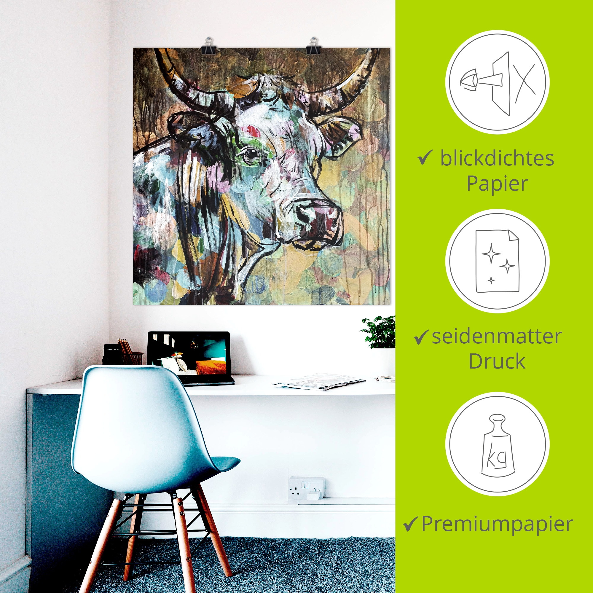 Artland Wandbild »Luna die Kuh« Kuhbilder 1 Stk. tlg. als Alubild, Leinwandbild, Poster, Wandaufkleber in verschied. Größen