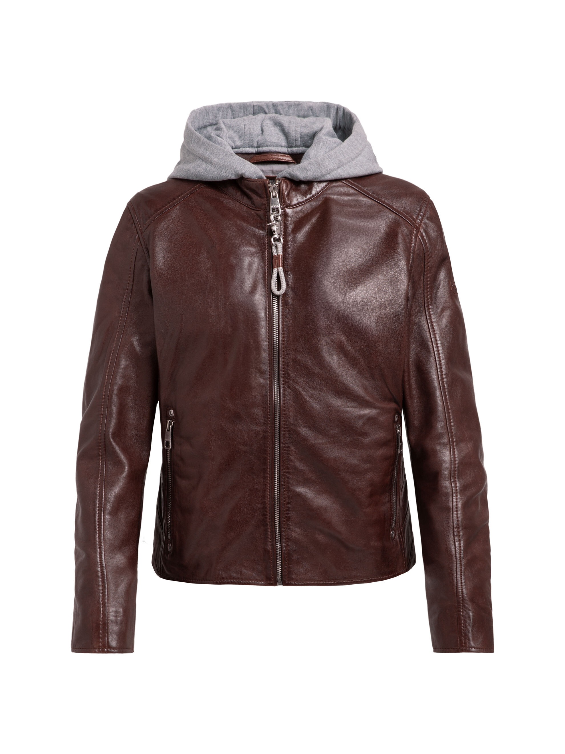 SOCCX Lederjacke mit Kapuze mit Reißverschluss an den Einschubtaschen
