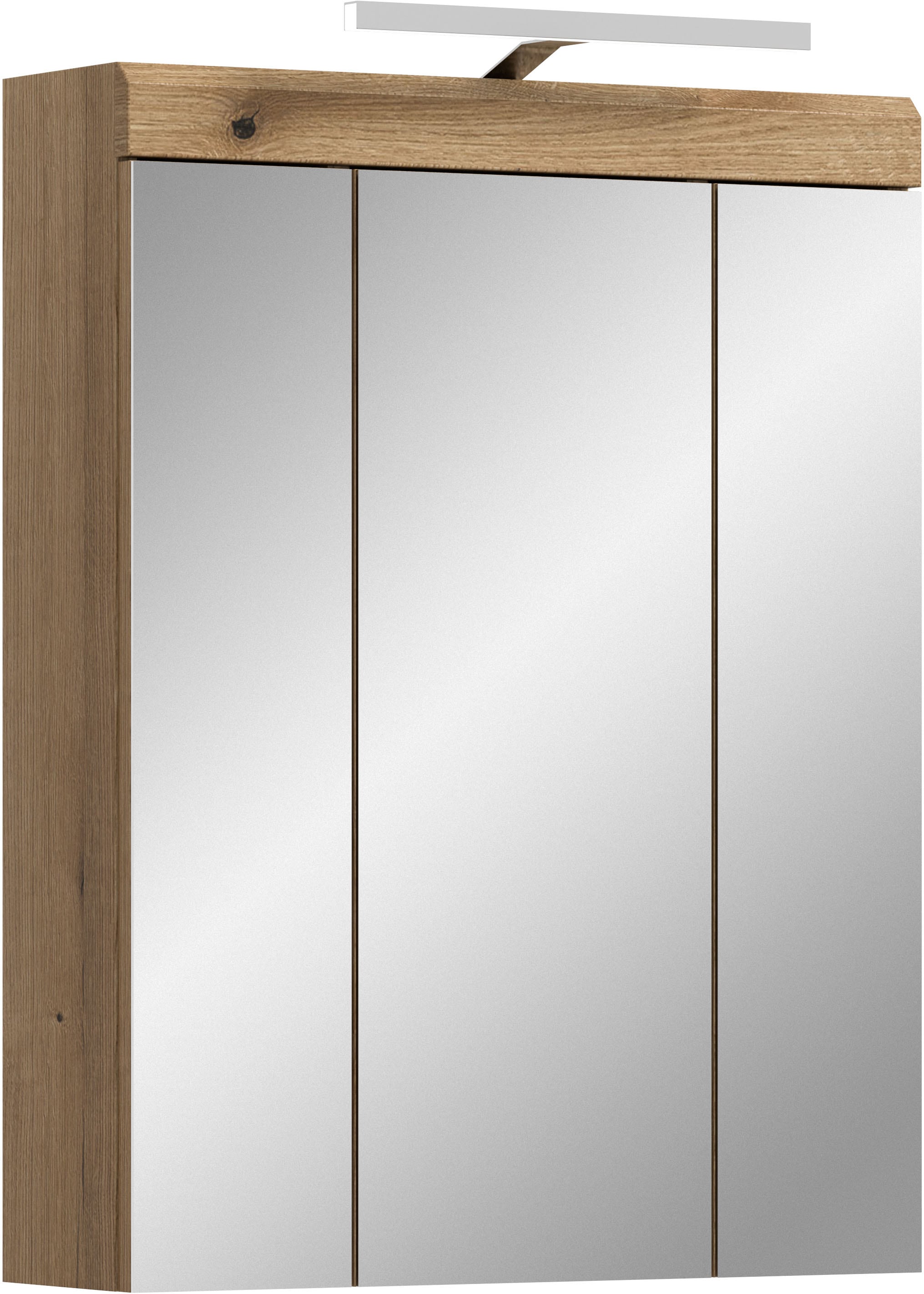 welltime Badezimmerspiegelschrank "SIENA, Breite 60cm, inkl. Beleuchtung, 3 Spiegeltüren, 9 Fächer" Set, TOPSELLER, in verschiedenen Farben erhältlich, Badmöbel, Badschrank, Schrank, Bad