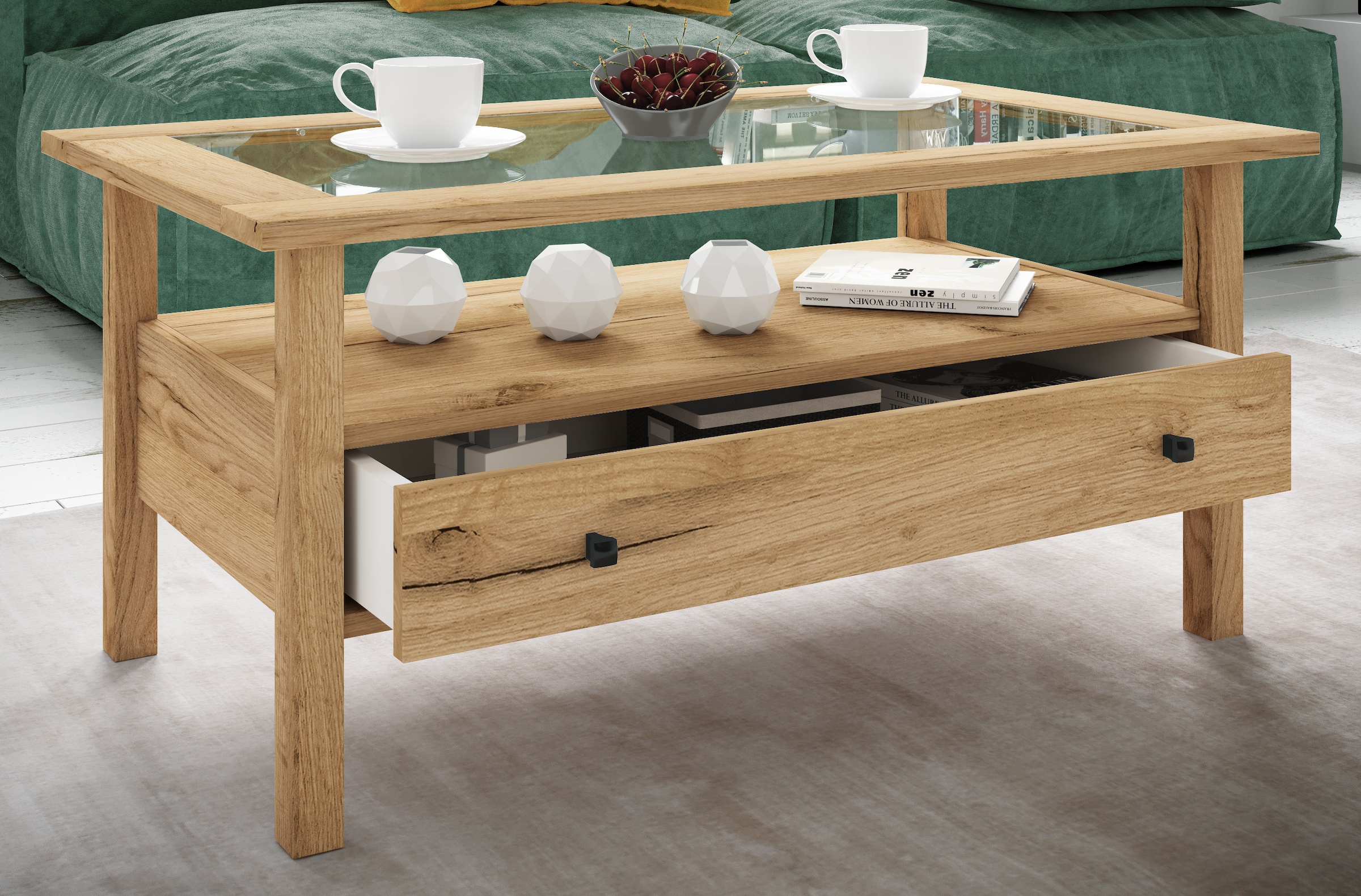 VCM Beistelltisch »Holz Sofatisch Couchtisch Schublade Lingis L«
