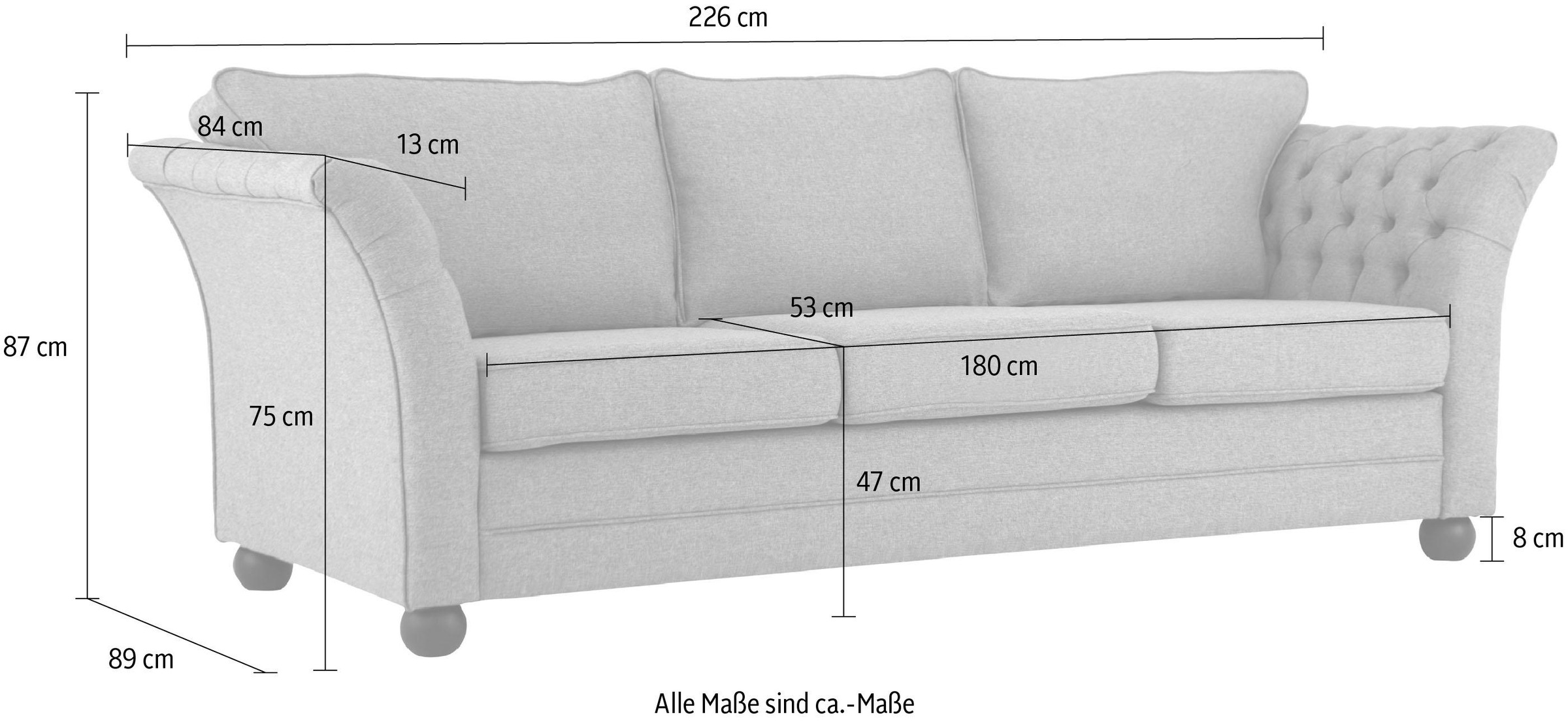 Home affaire 3-Sitzer »Pajero«, mit Knopfheftung an den Armlehn-Innenseiten, Keder