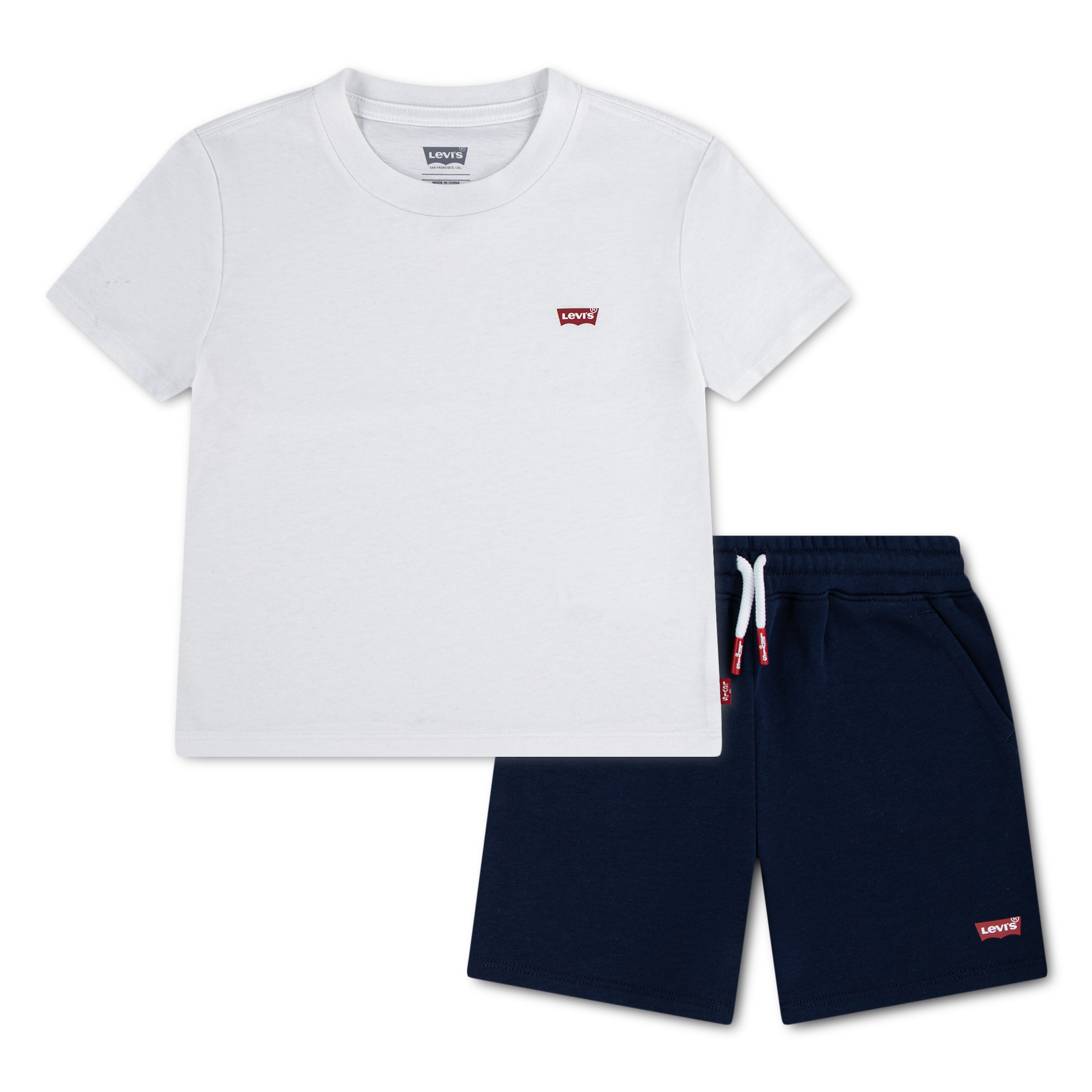 Levis Kids T-Shirt & Sweatbermudas "LVB BATWING TEE & KNIT SHORT" Set, 2 mit kleinem Logo-Batwing-Print