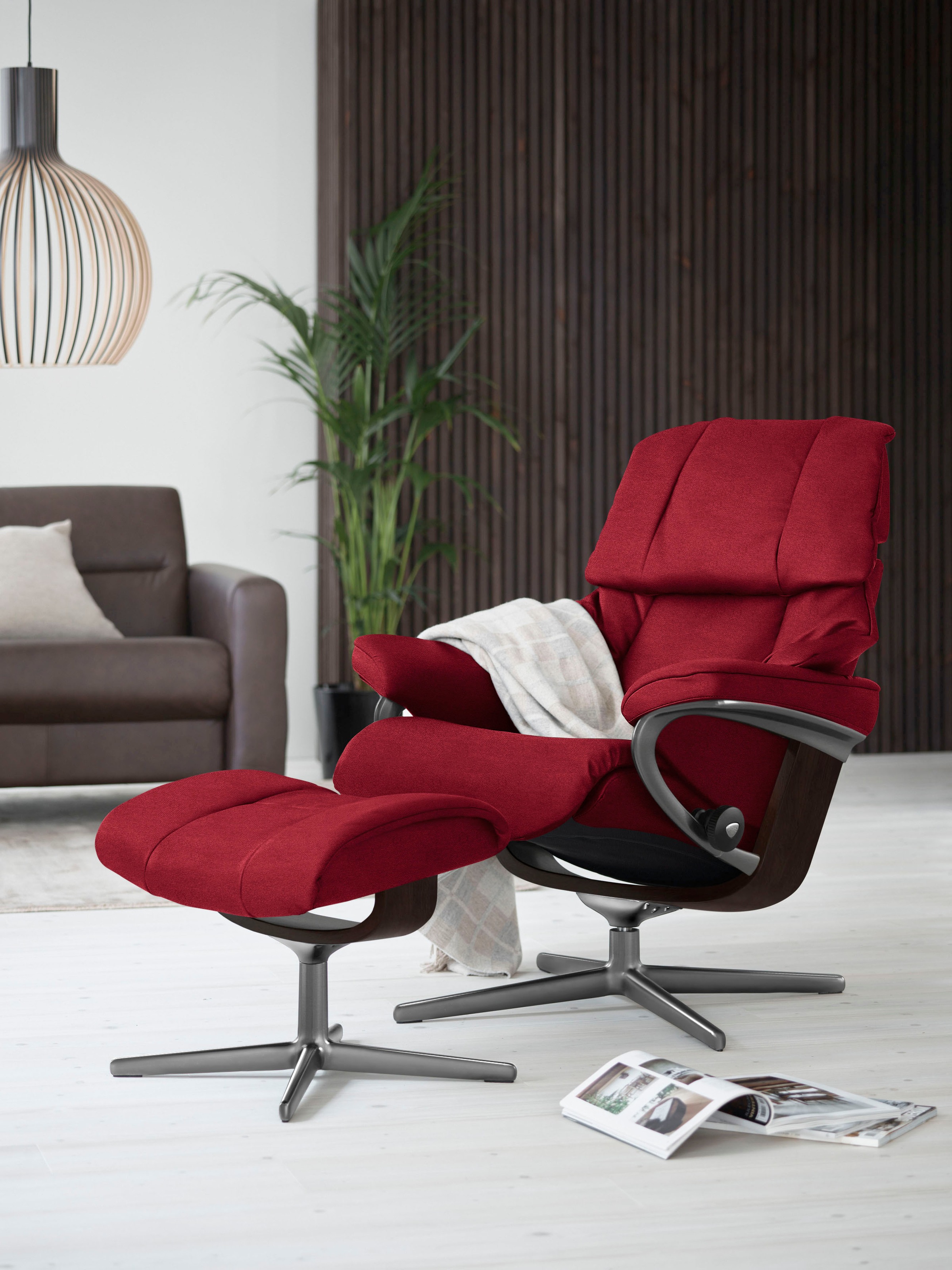 Stressless Fußhocker "Reno", mit Cross Base, Größe S, M & L, Holzakzent Braun