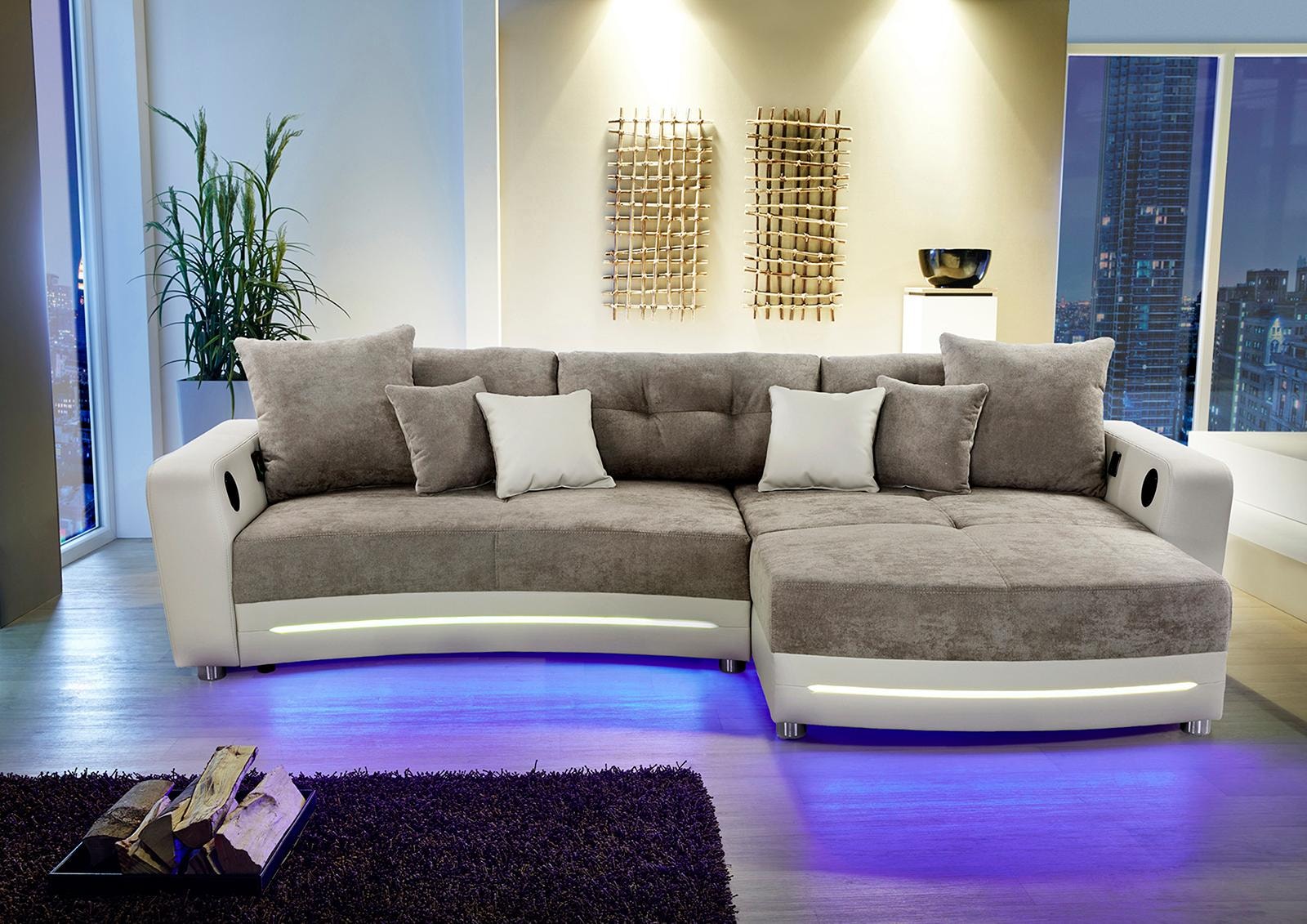 Ecksofa Laredo, inklusive RGB-LED-Beleuchtung und Bluetooth-Soundsystem