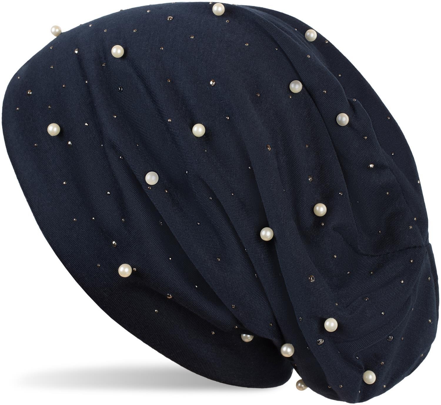 styleBREAKER Beanie »Beanie mit Perlen und Strass Nieten« 1 Stk.