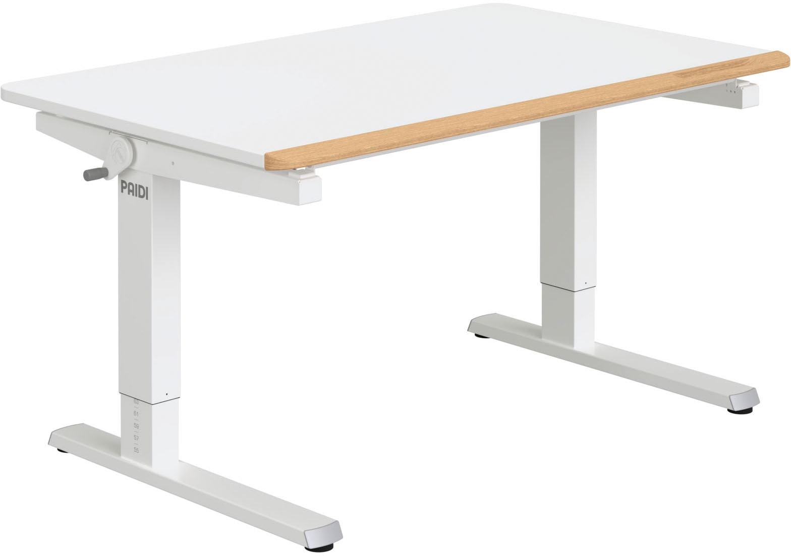 PAIDI Schreibtisch "TEENIO in verschiedenen Ausführungen, mitwachsend & ergonomisch" B/H/T ca. 120/53-79/75 cm, Kreideweiß, höhenverstellbarer Schülerschreibtisch, Platte bis 14 neigbar