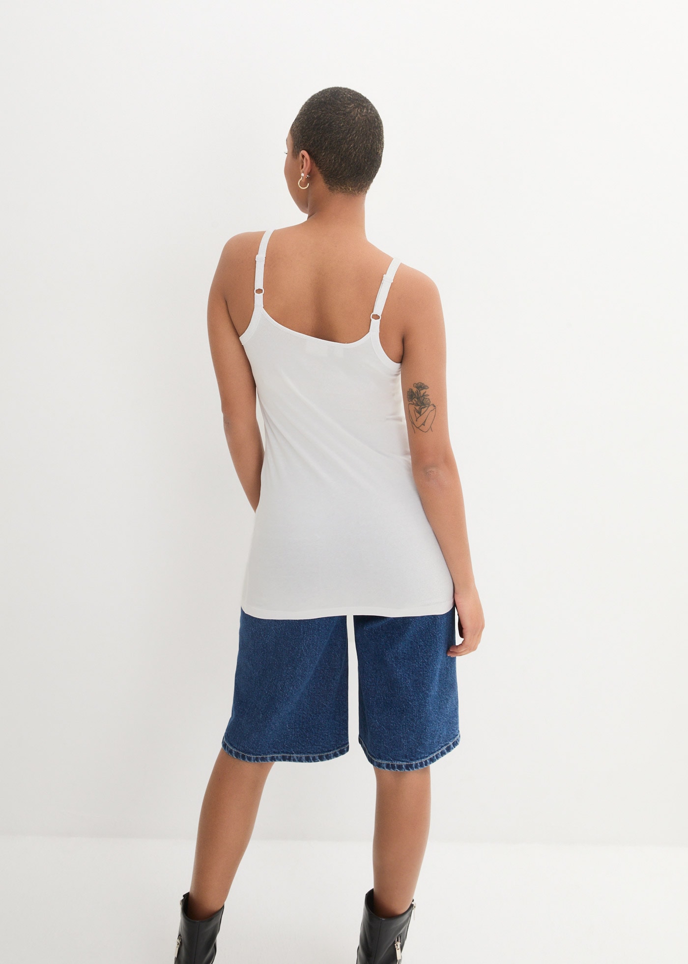 bonprix Shirttop Packung, 2 Slim fit, ohne Ärmel, langer Schnitt, aus Baumwolle mit Elasthan