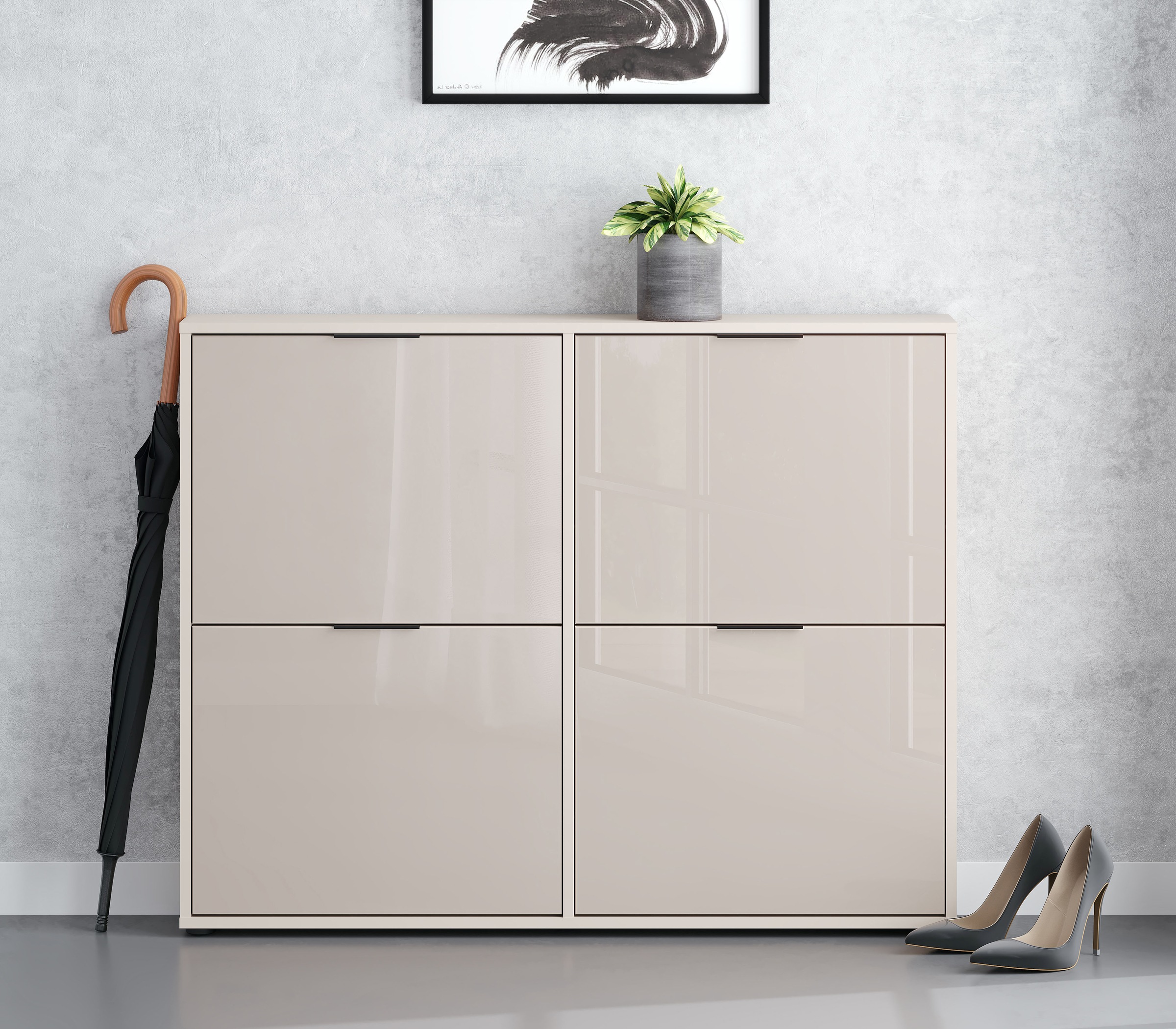 HBZ Schuhkipper »Jana Schuhkipper, Glasfronten, Metallgriffe« 1 Stk. tlg. Breite 118cm, Glasfront, Metallgriffe