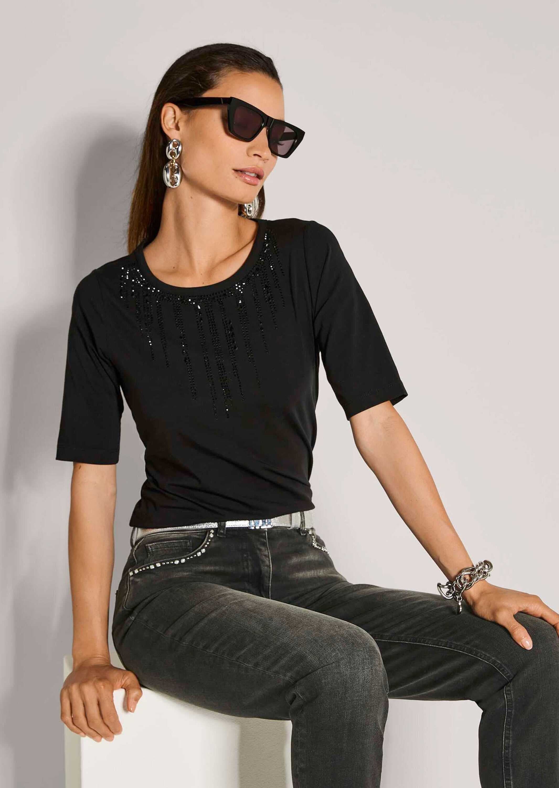 MADELEINE Kurzarmshirt »Blusenshirt Elegantes Oberteil mit Strass-Details«