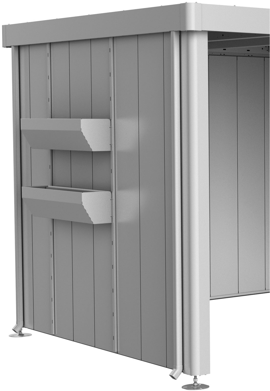 Blumenkasten BIOHORT, B:84,1cm H:3,9cm T:197,2cm, silber, Stahl, Terasse, Pflanzgefäße, "FLORABOARD NEO Seitendach, verschiedene Farben", 197x84x4 cm