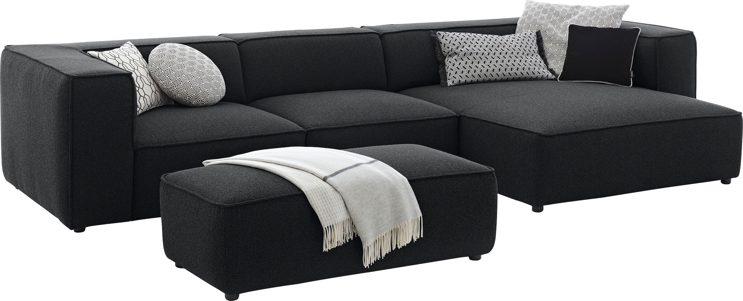 W.SCHILLIG Ecksofa »around-the-block«, mit eleganter Biese, mit Federkern, Breite 341 cm