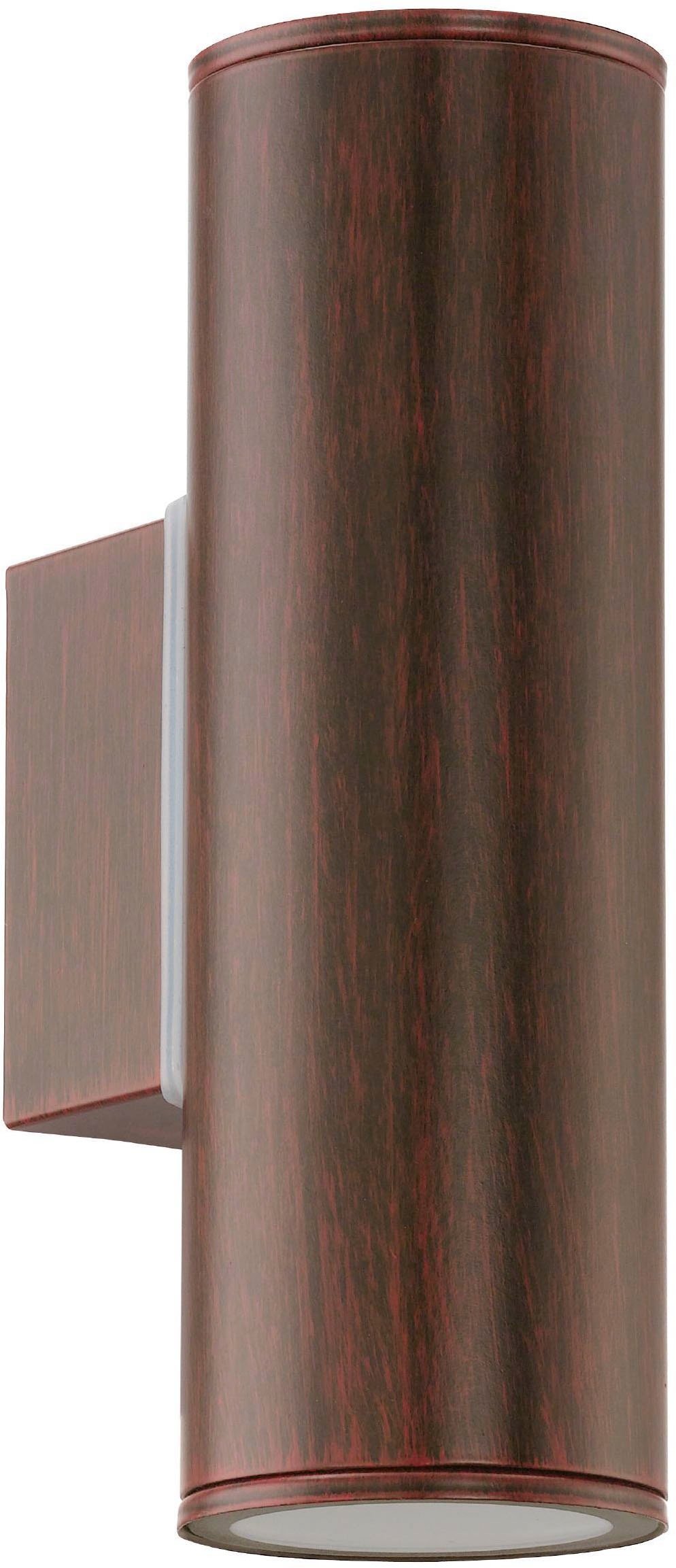 EGLO Wandleuchte »Riga Außen-Wandlampe,  Außenleuchte aus Edelstahl in Rostoptik, IP44« GU10 1 Stk. Wand-/Deckenleuchte - L6,5 x H20 x AL9,5 cm - antik-braun