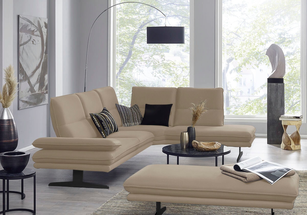 W.SCHILLIG Ecksofa "broadway, Designsofa, toller Sitzkomfort, zeitlos, elegant, L-Form" Sitztiefenverstellung, Kopfteil- & Seitenteilverstellung, Breite 284cm
