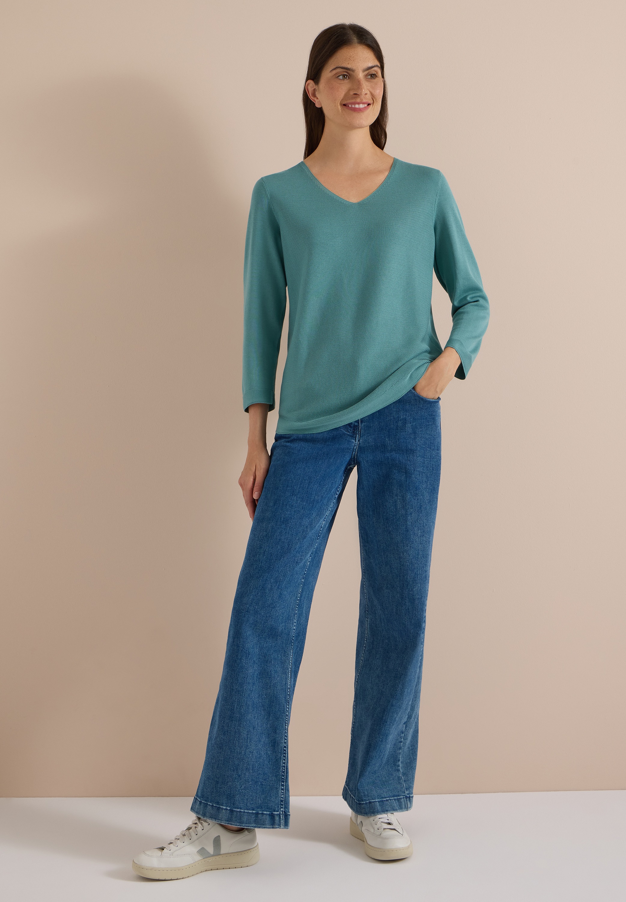 Cecil V-Ausschnitt-Pullover im soften Baumwoll-Mix