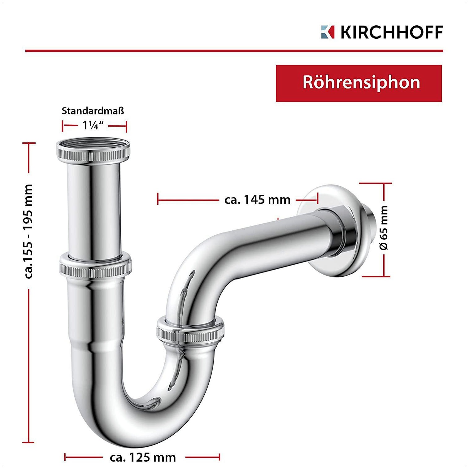 Kirchhoff Siphon, Röhrensiphon, Chrom, 1 1/4" x 32 mm