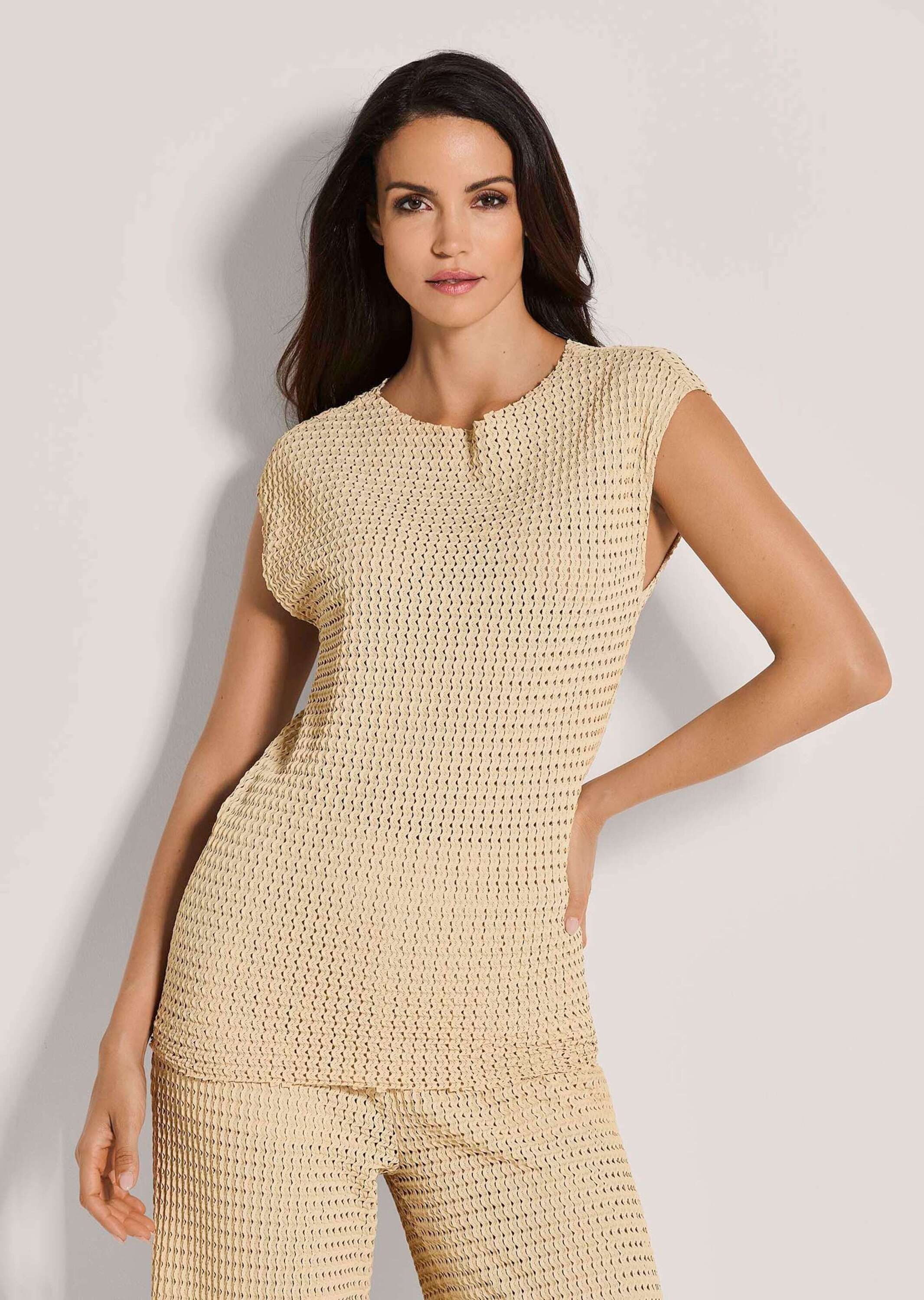 MADELEINE Kurzarmshirt »Shirt Ärmelloses U-Boot-Shirt in Ajour-Optik«