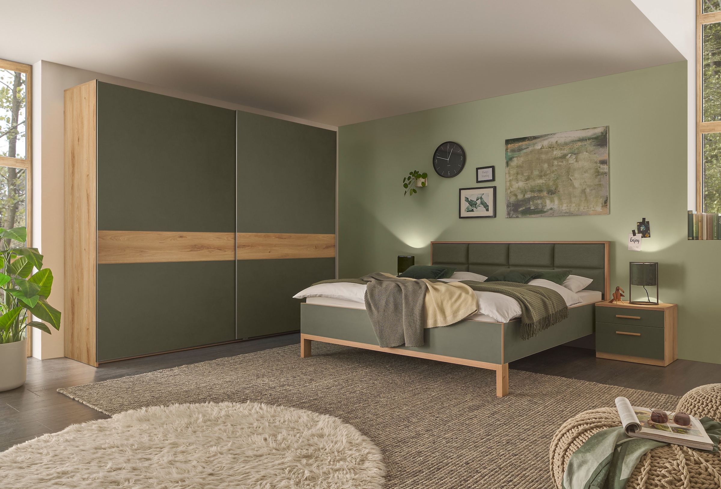 Schlafkontor Bett »Romano«, 180x200 cm, Doppelbett in Dunkelgrün