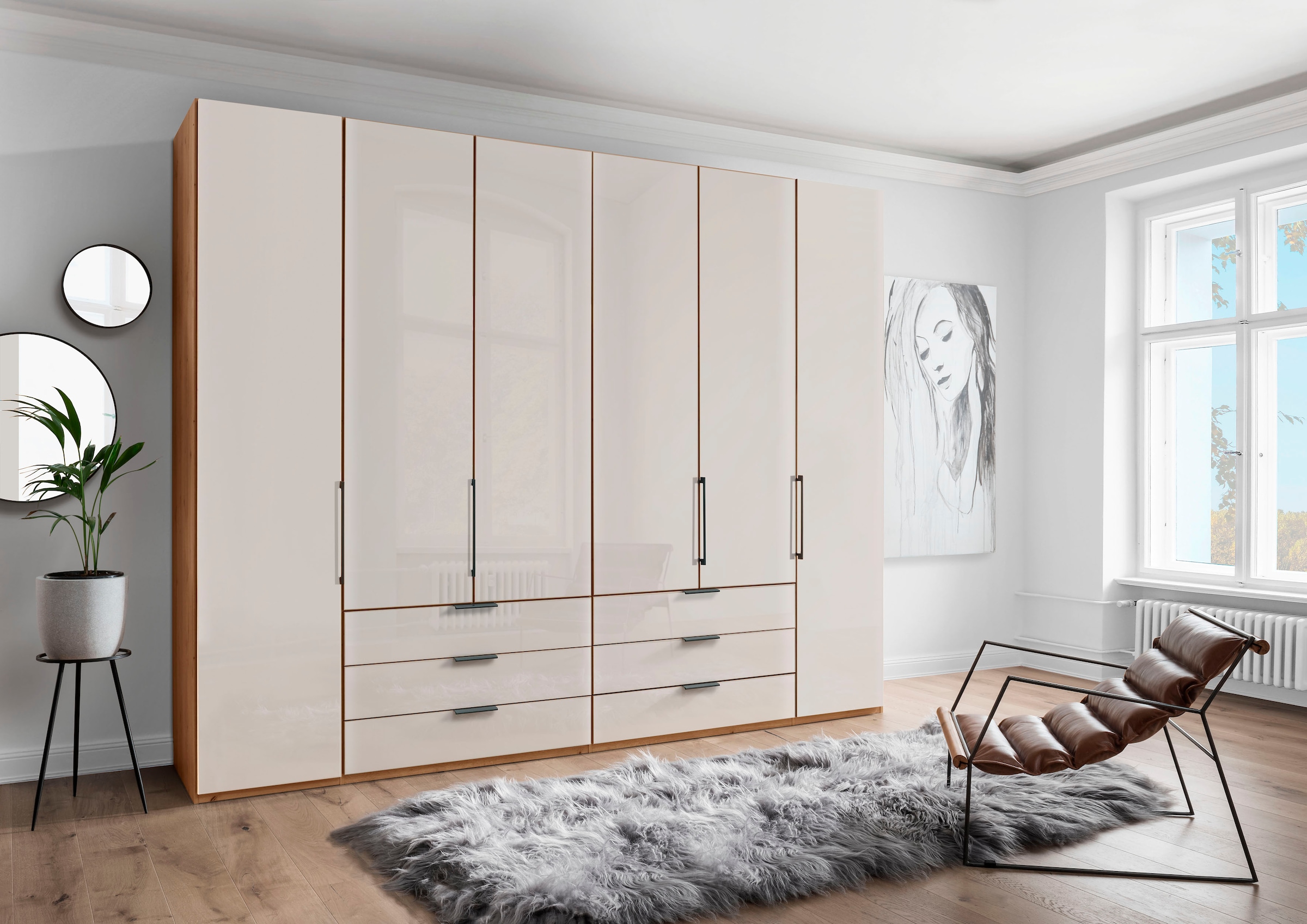 WIEMANN Kleiderschrank "Monaco" mit Glasfront sowie hochwertige Beschläge inkl. Dämpfung
