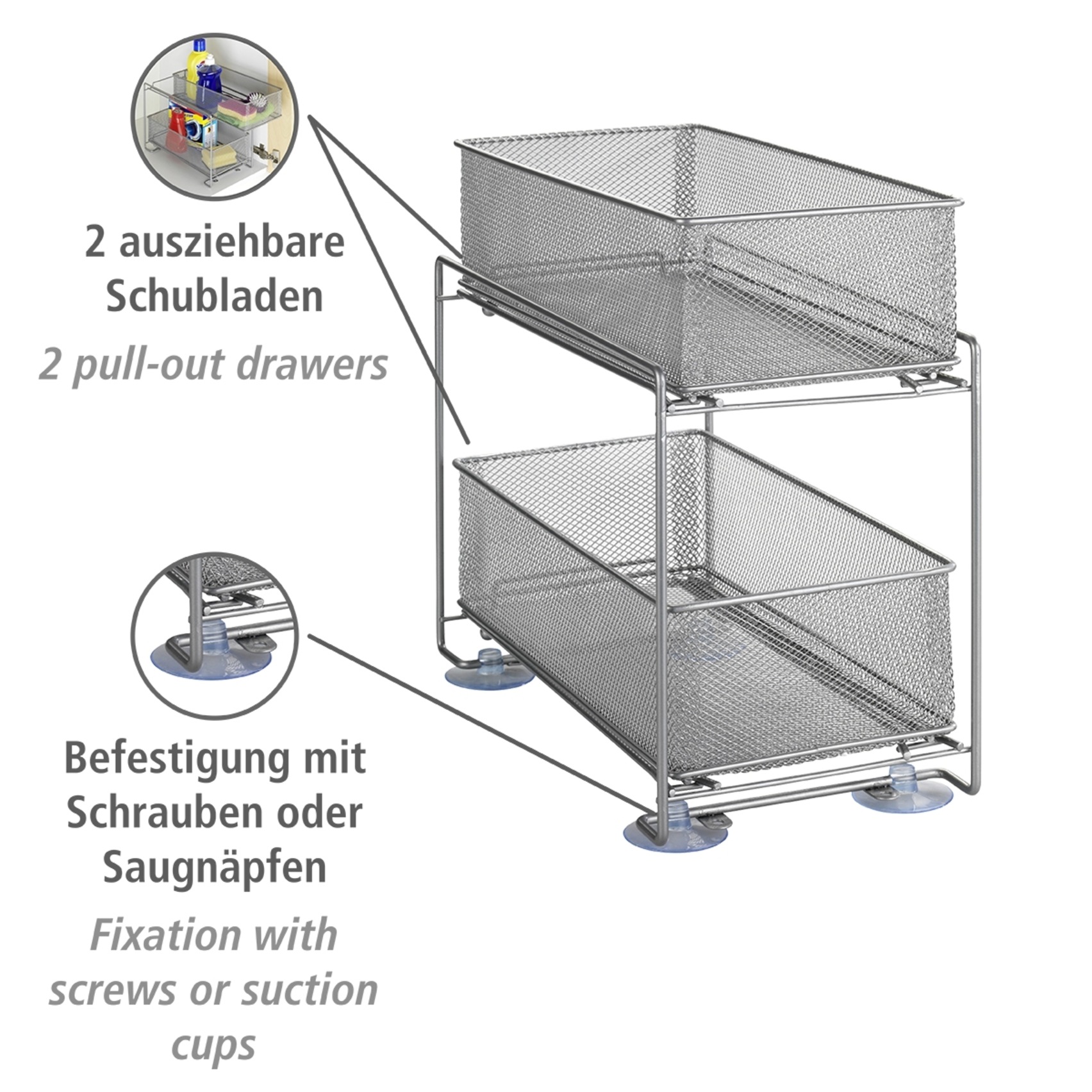 WENKO Auszug "Modell Gioma", Schubladenregal, Organizer mit 2 Etagen, für U günstig online kaufen