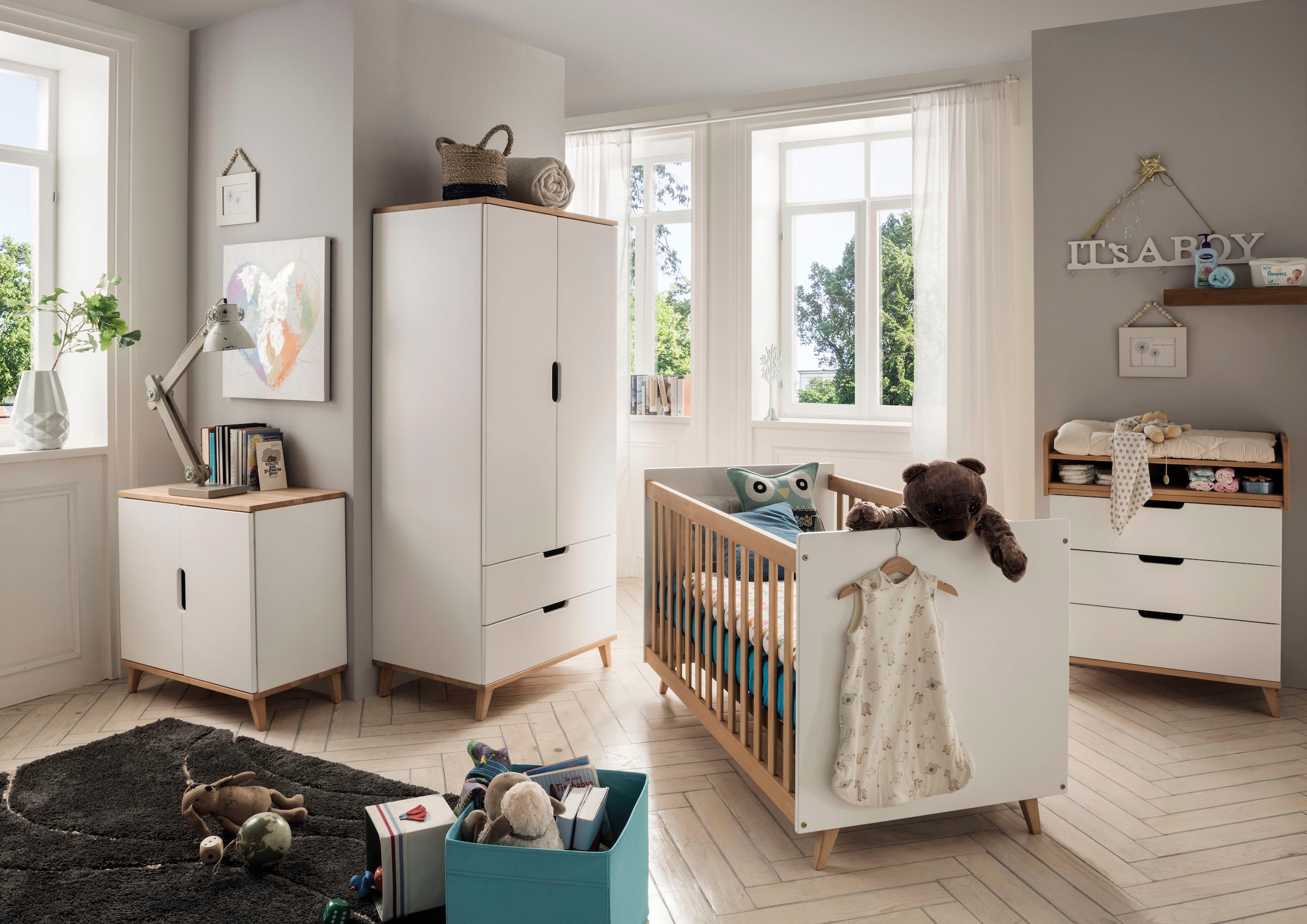 Lüttenhütt Babyzimmer-Komplettset »Jaane«, Bett BAUR (4 + + 2-trg. Wickelkommode St., kaufen | Kommode) Schrank 