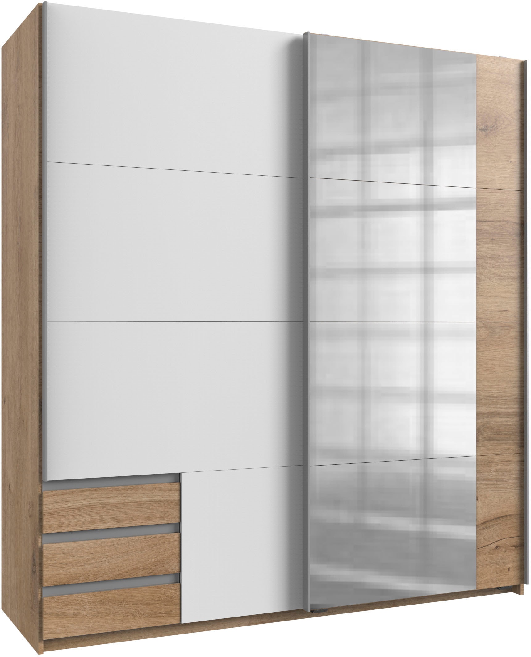 Wimex Schwebetürenschrank "Emden moderner Kleiderschrank mit Spiegel und Schubladen" Schlafzimmer Schrank Garderobenschrank mit Schwebetüren Topseller