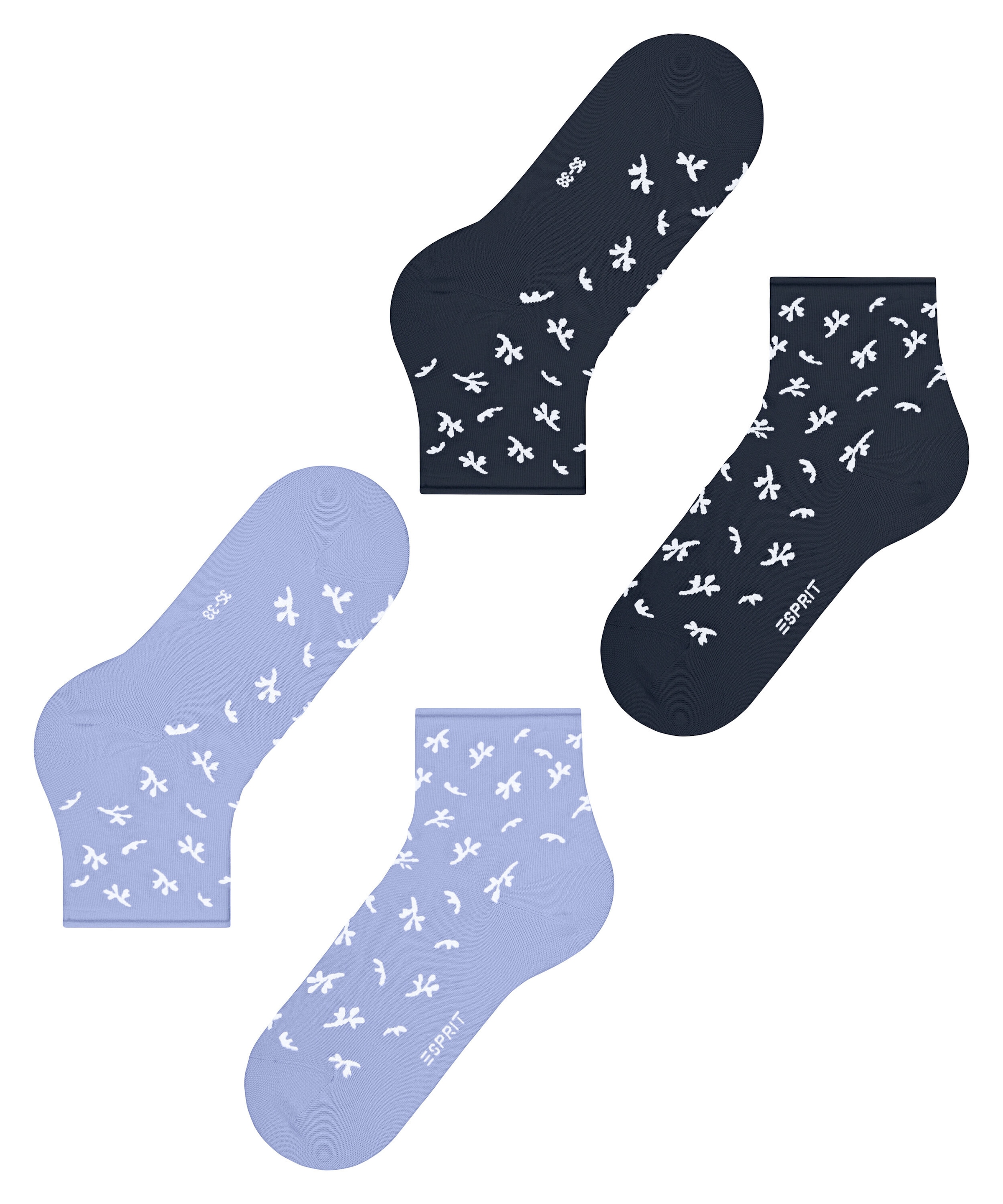 Esprit Kurzsocken »Twig« 2 Paar,  mit kleinem Rollrand, florales Muster