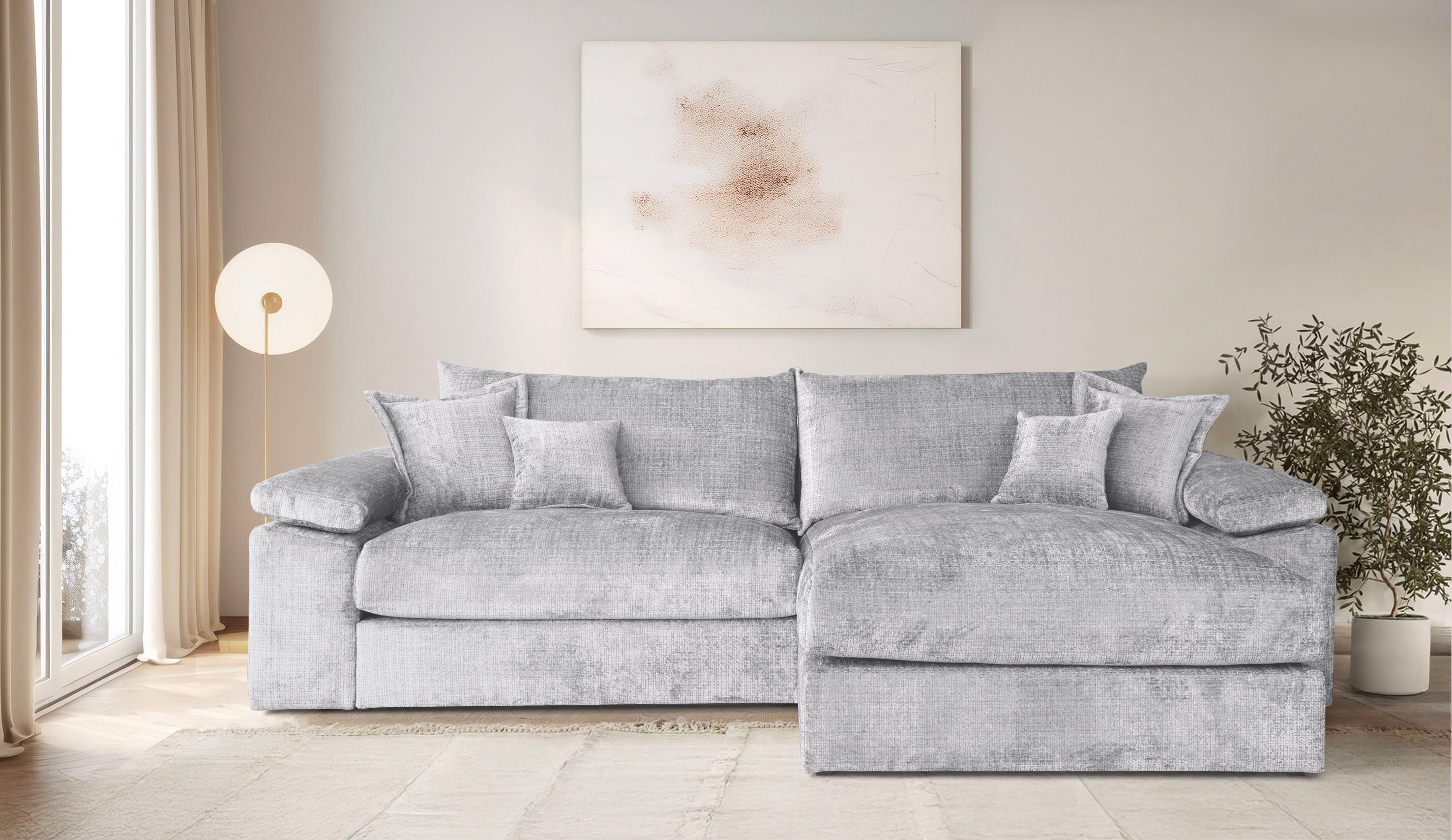 OTTO home Ecksofa "Soft&Cosy XXL L-Form, B: 303 cm - OTTO. Verlässliche Qualität." Mega-Sofa, Cord oder Chenille-Struktur, mit Federkern & 4 Zierkissen