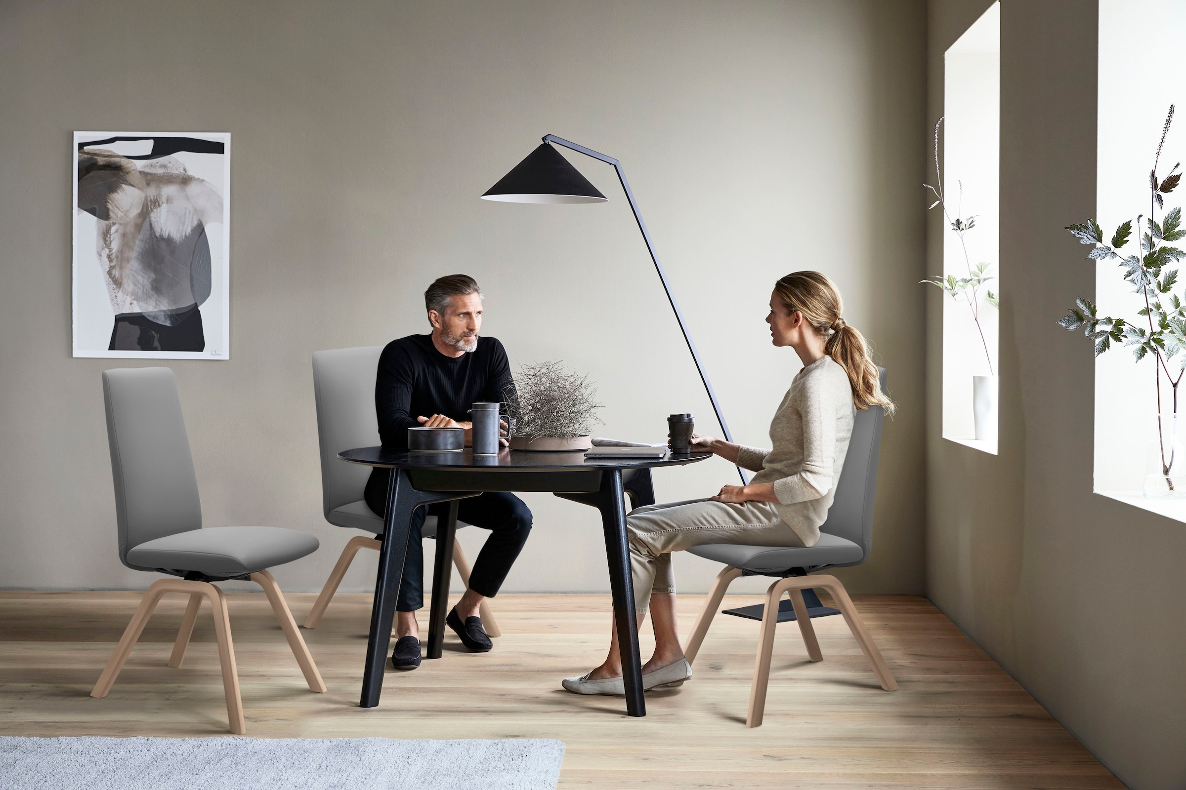 Stressless® Polsterstuhl »Laurel«, Leder BATICK, High Back, Größe L, mit schräggestellten Beinen in Schwarz