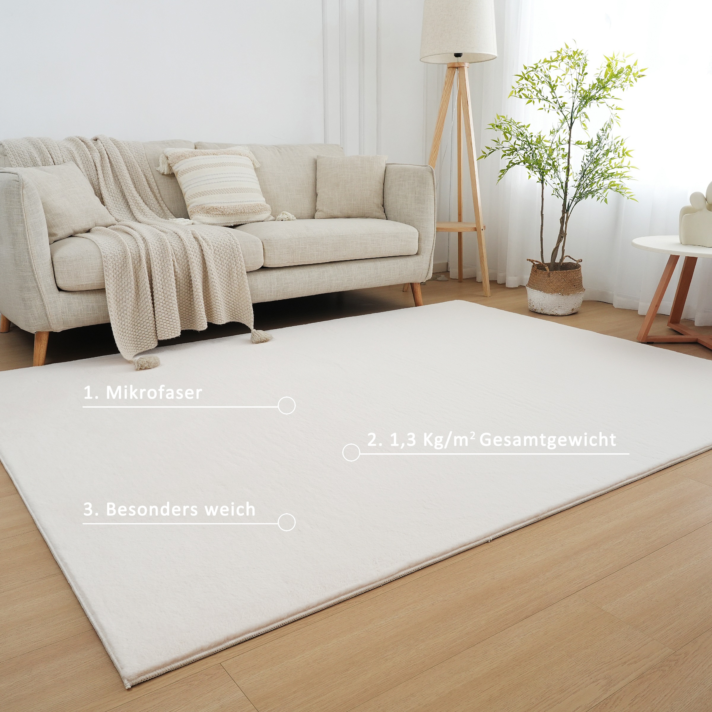 OTTO home Balu Kunstfellteppich Beige 180x180cm 3