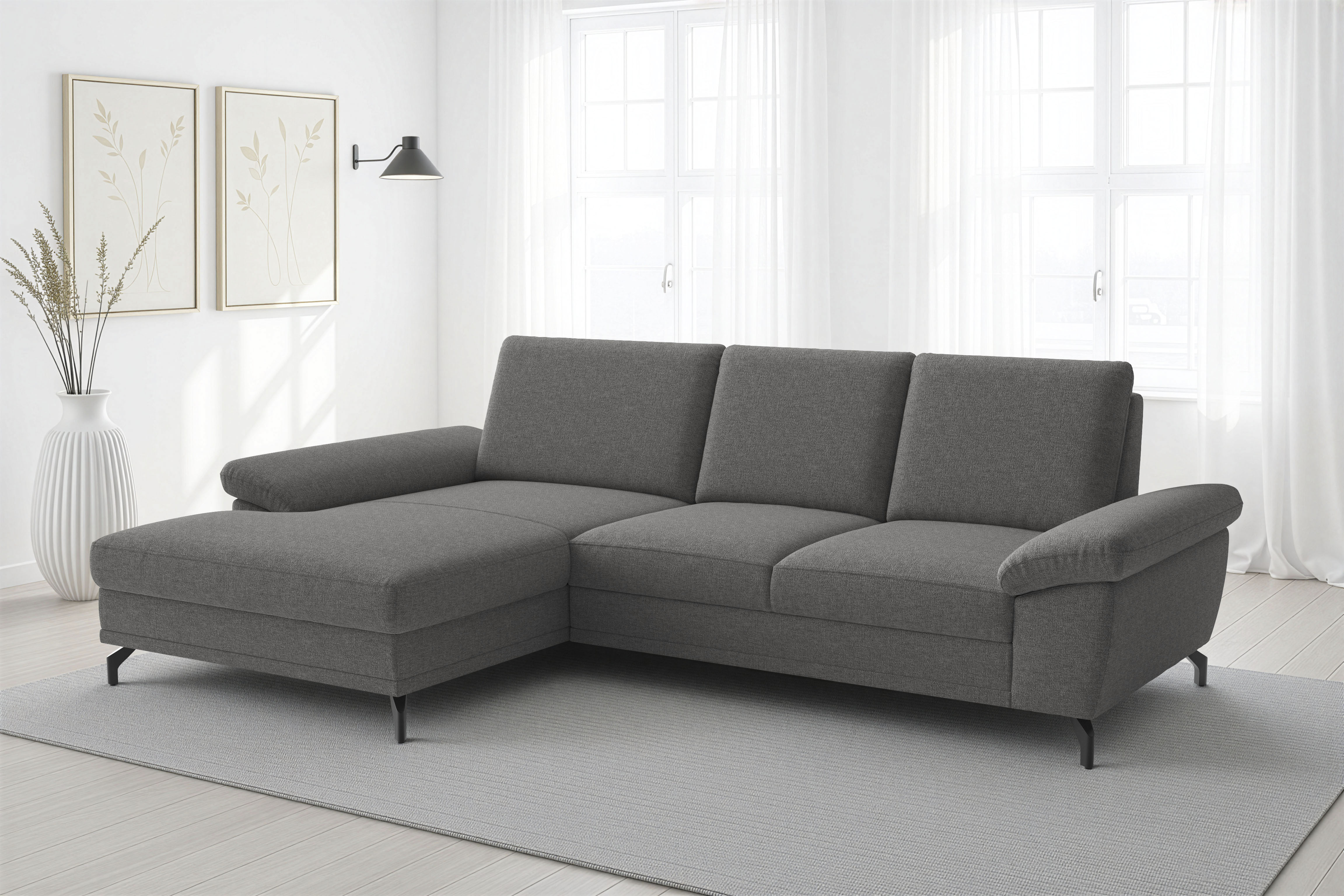 sit&more Ecksofa "Chelsea L-Form, B: 264 cm, Armteil- & Sitztiefenverstellung" optional Schlaffunktion und Bettkasten