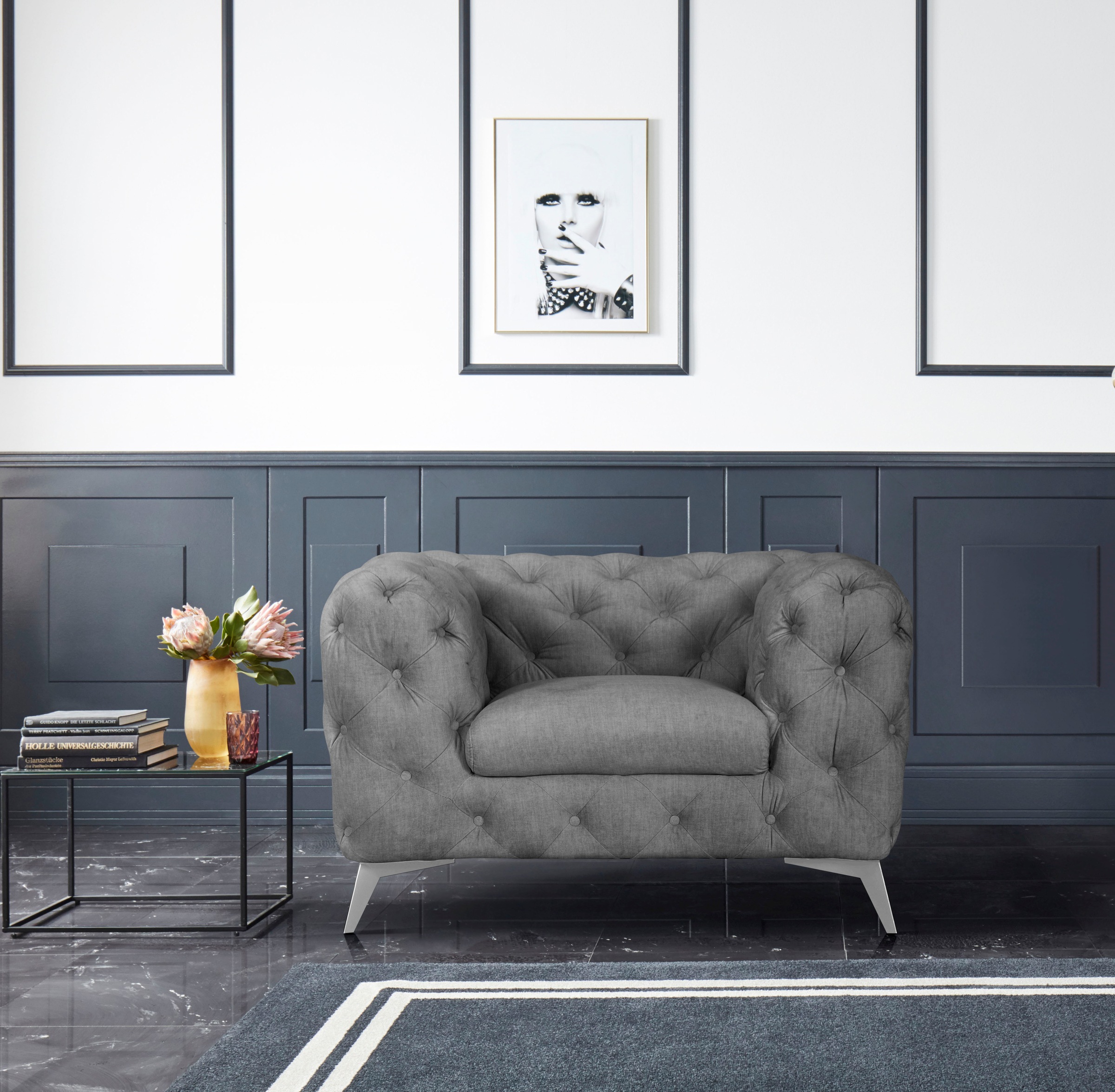 Home affaire Chesterfield-Sessel "Glynis Sessel" aufwändige Knopfheftung, m günstig online kaufen