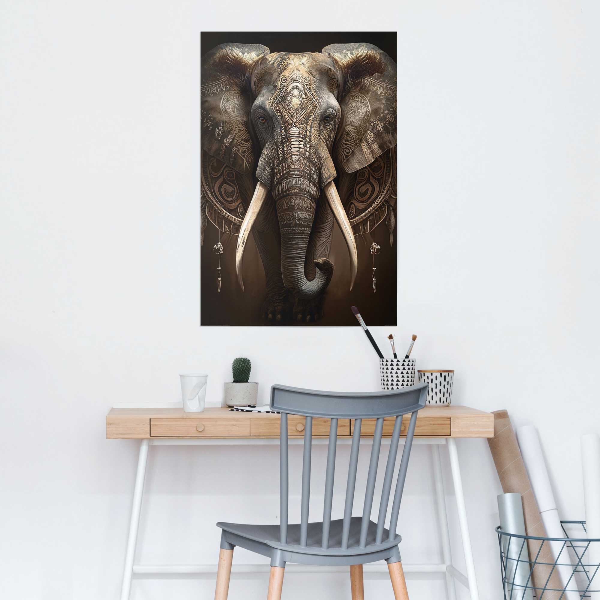 Reinders! Poster »Dekorierter Elefant«, Wohnzimmer - Braun - 150 gr. Papier - Tiere - 61x91,5 cm