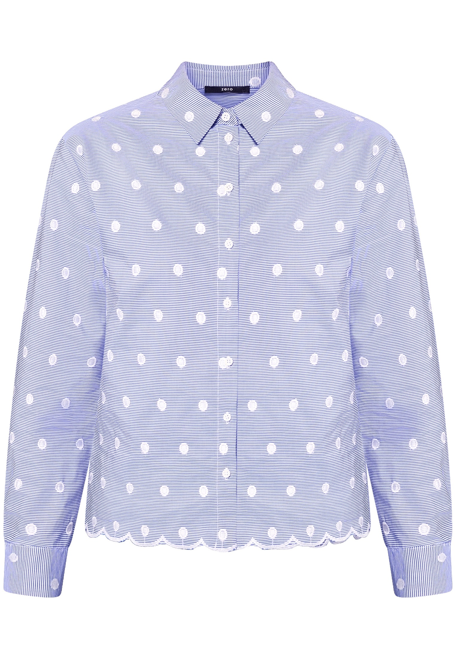 Zero Klassische Bluse "Damen mit Streifen und Stickerei" günstig online kaufen