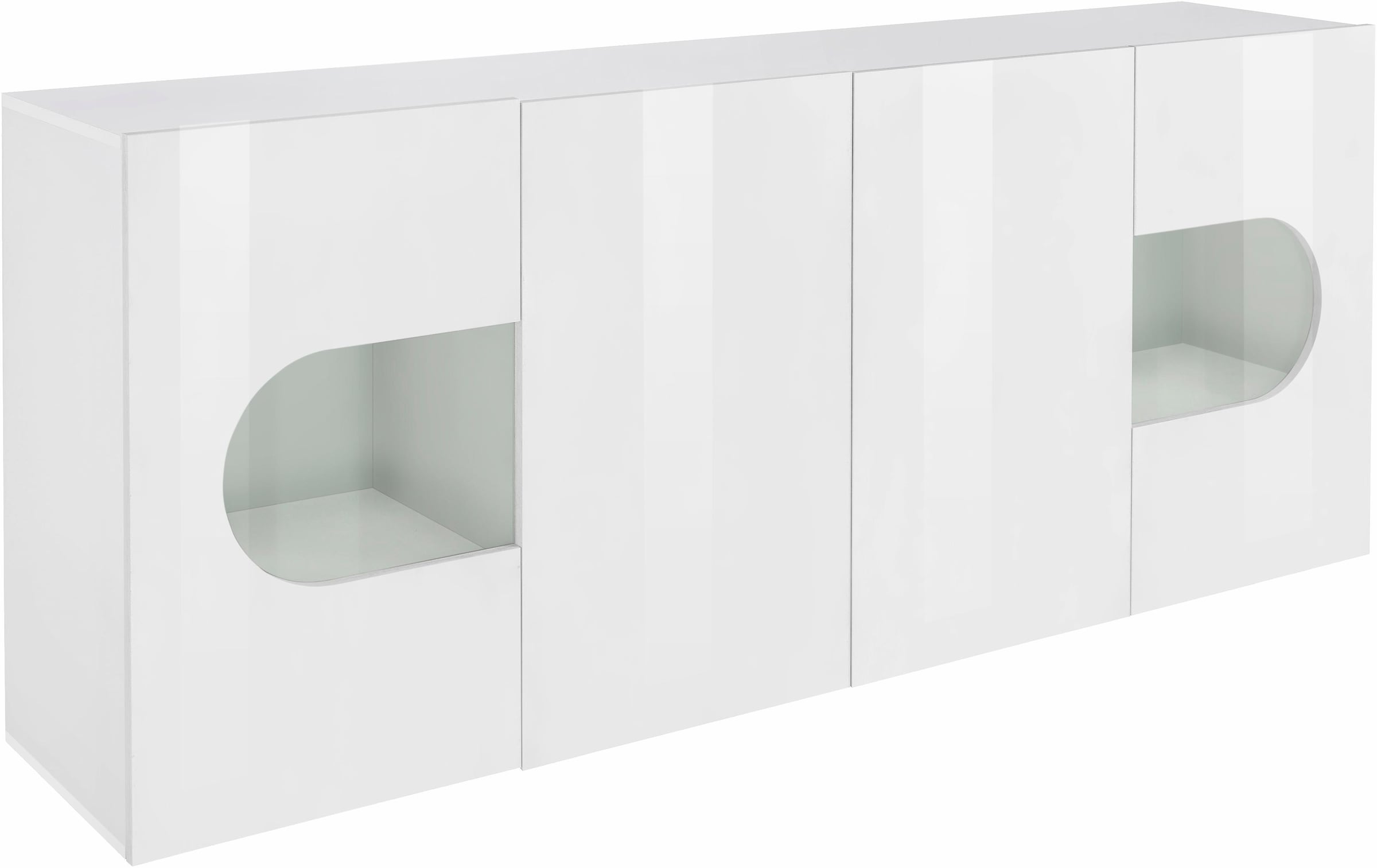 INOSIGN Sideboard »Real,Vitrine,Kommode,Schrank,Breite 200 cm komplett hochglanz lackiert«, mit 4 Türen davon 2 Glastüren ohne Griff