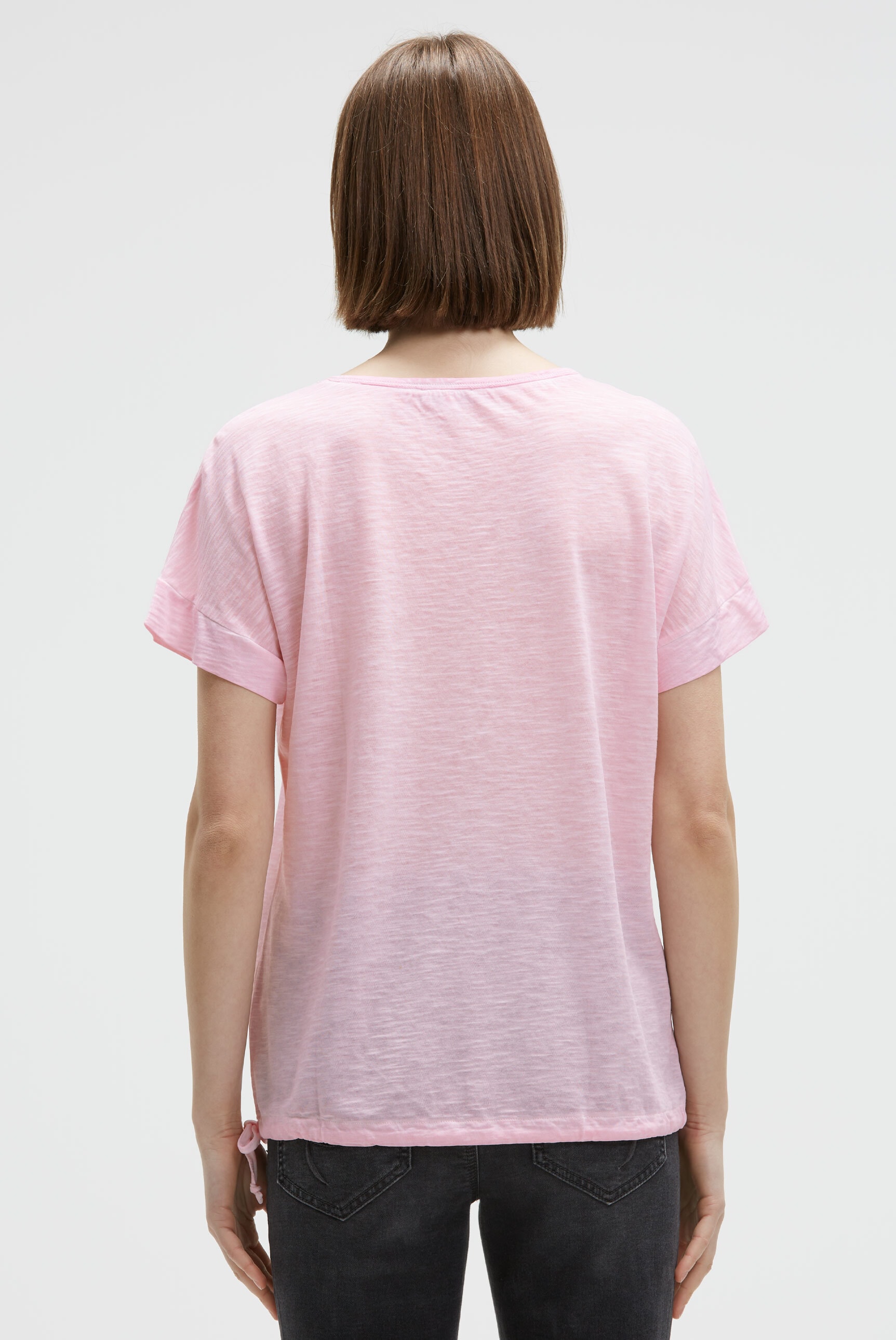SOCCX Rundhalsshirt mit Bindeband am Saum